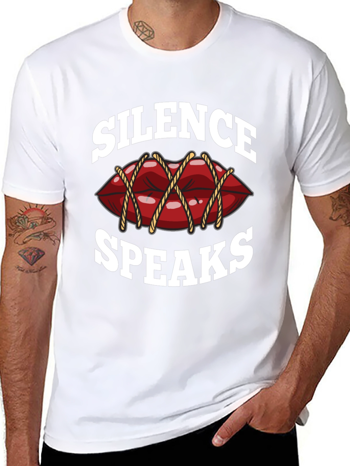 Camiseta Negra con Diseño Silence Speaks