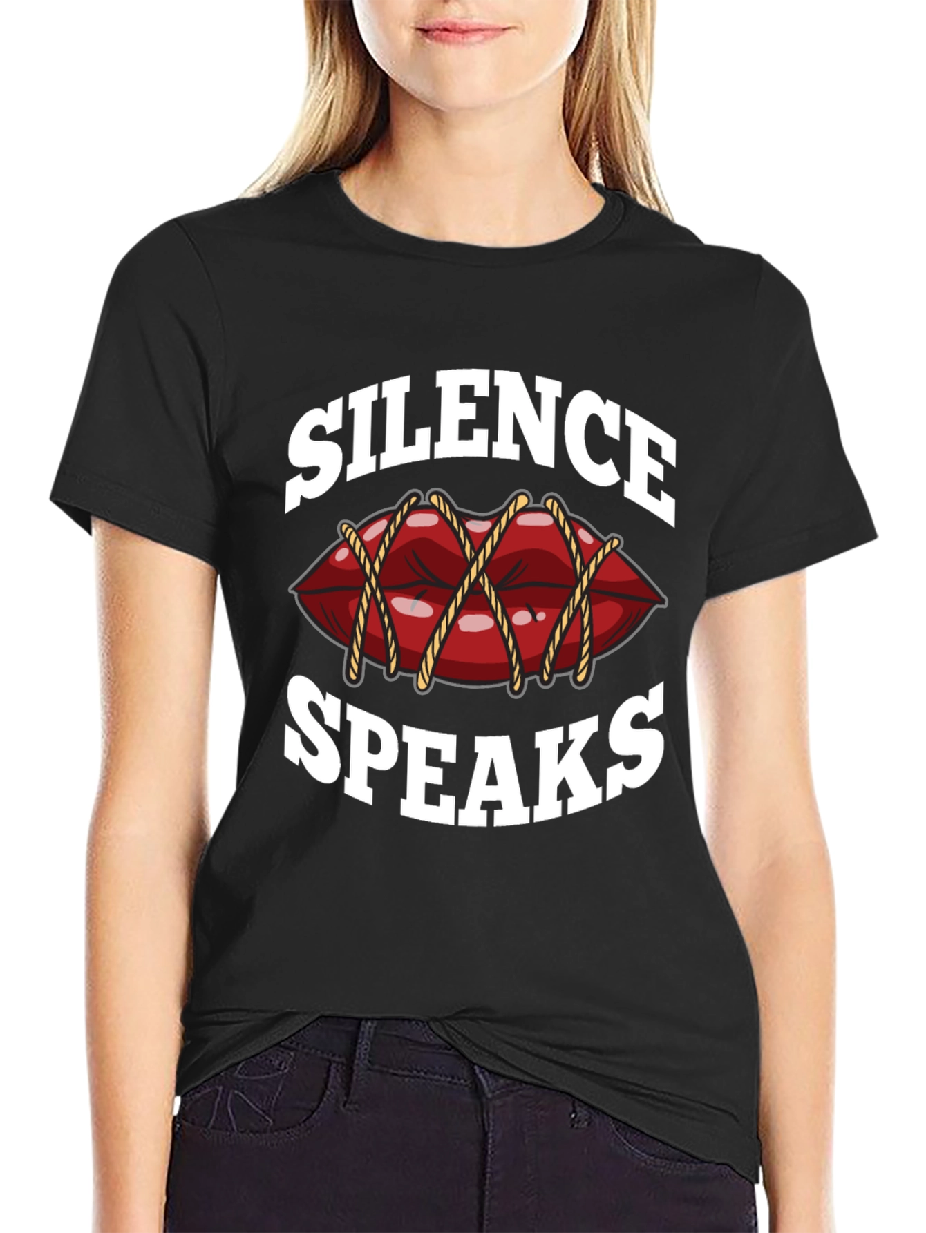 Camiseta Negra con Diseño Silence Speaks