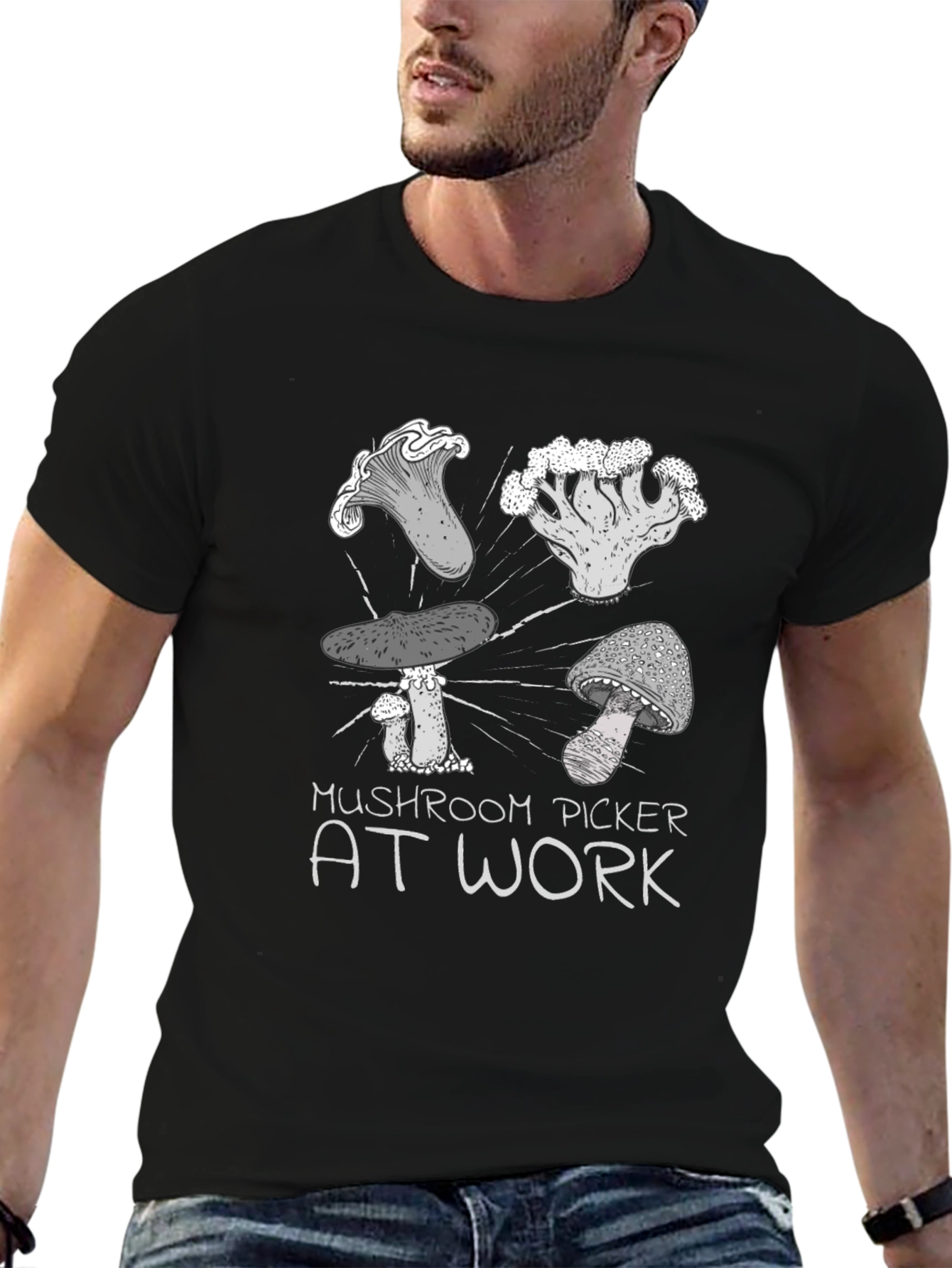 Camiseta Negra Mushroom Picker At Work