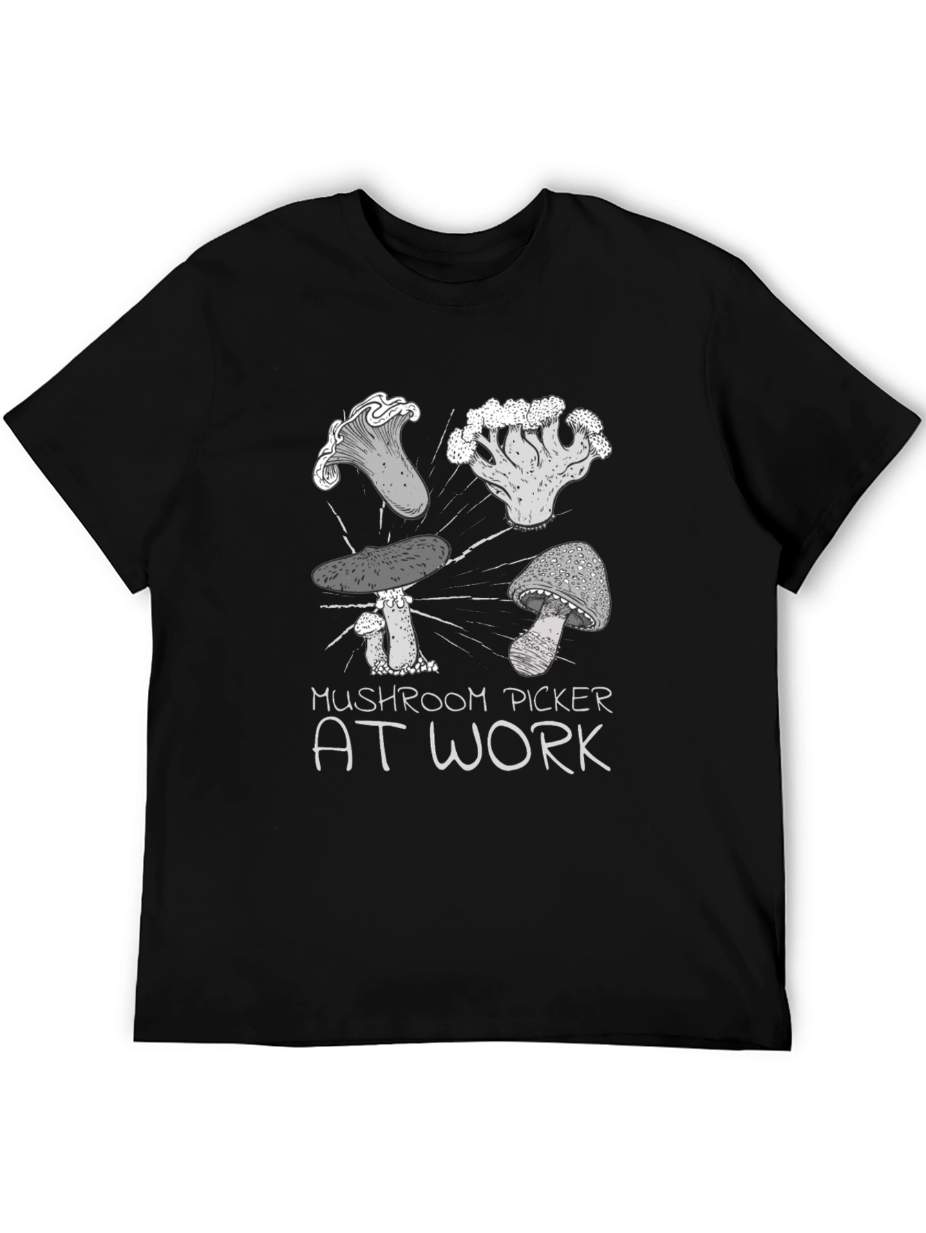 Camiseta Negra Mushroom Picker At Work