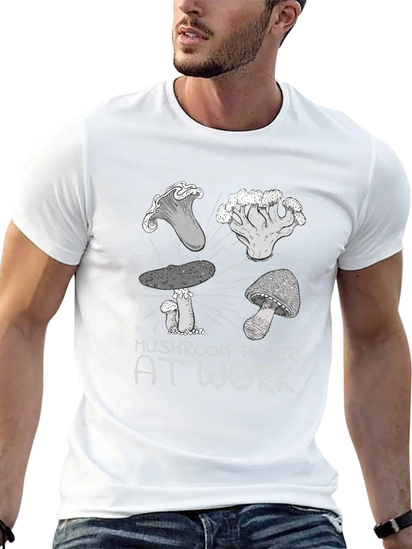 Camiseta Negra Mushroom Picker At Work