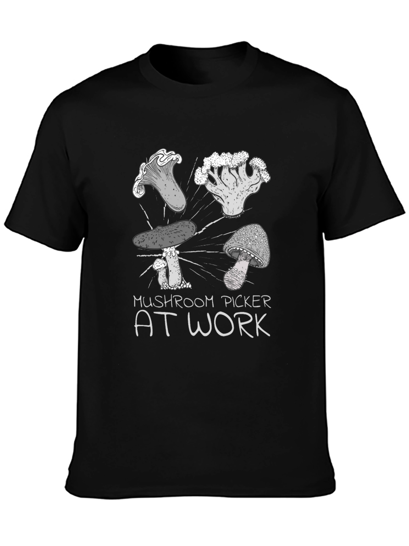 Camiseta Negra Mushroom Picker At Work