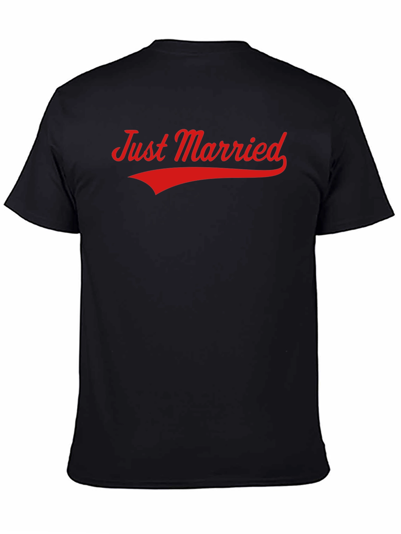 Camiseta Recién Casados Negra con Letras Rojas