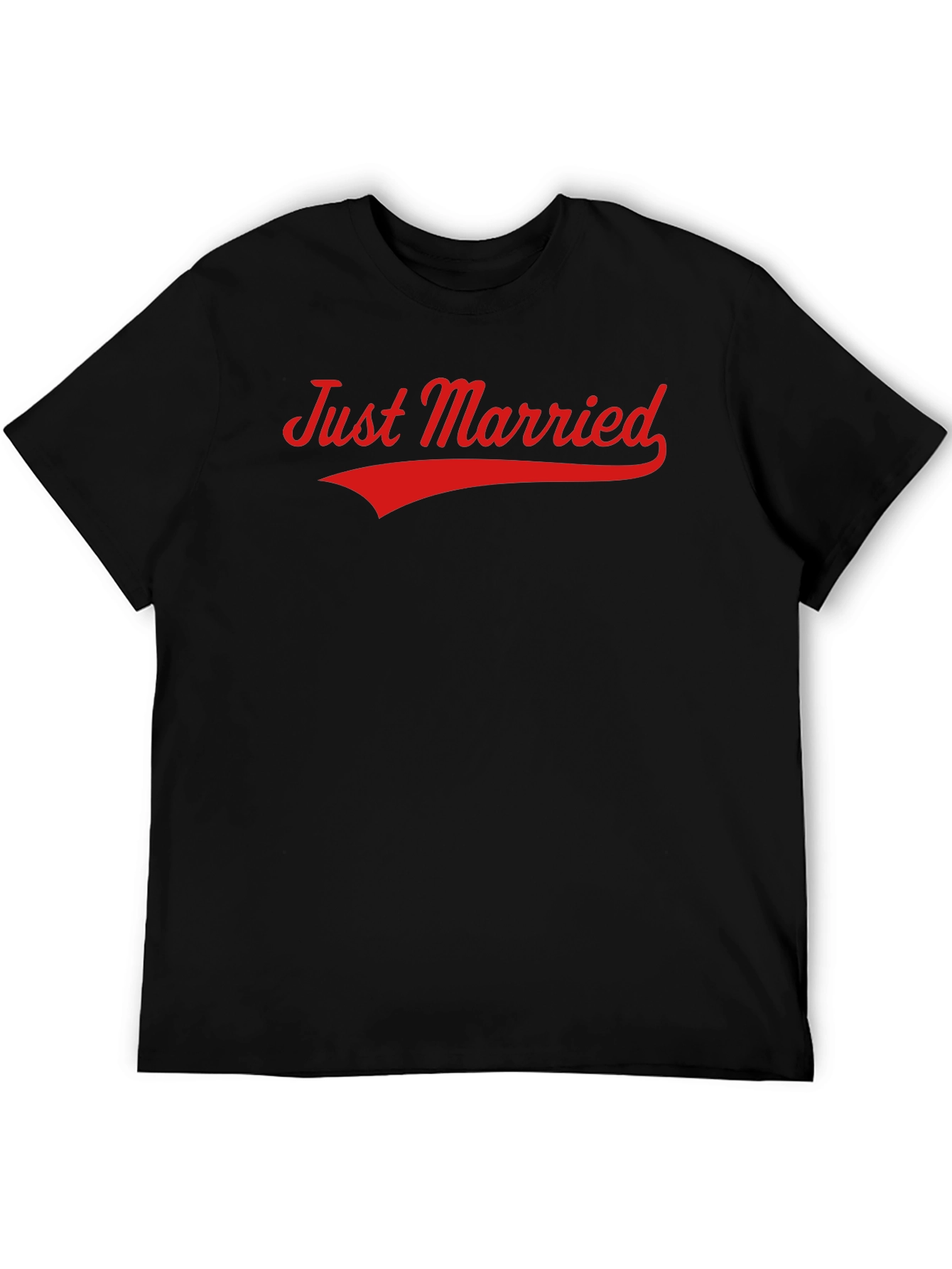 Camiseta Recién Casados Negra con Letras Rojas