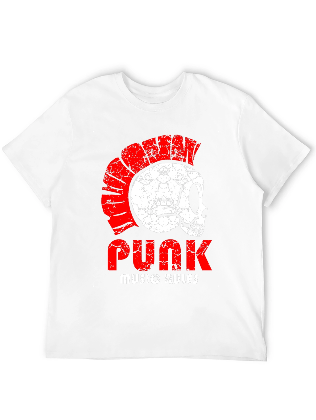 Camiseta Punk Rock con Calavera y Cresta Roja