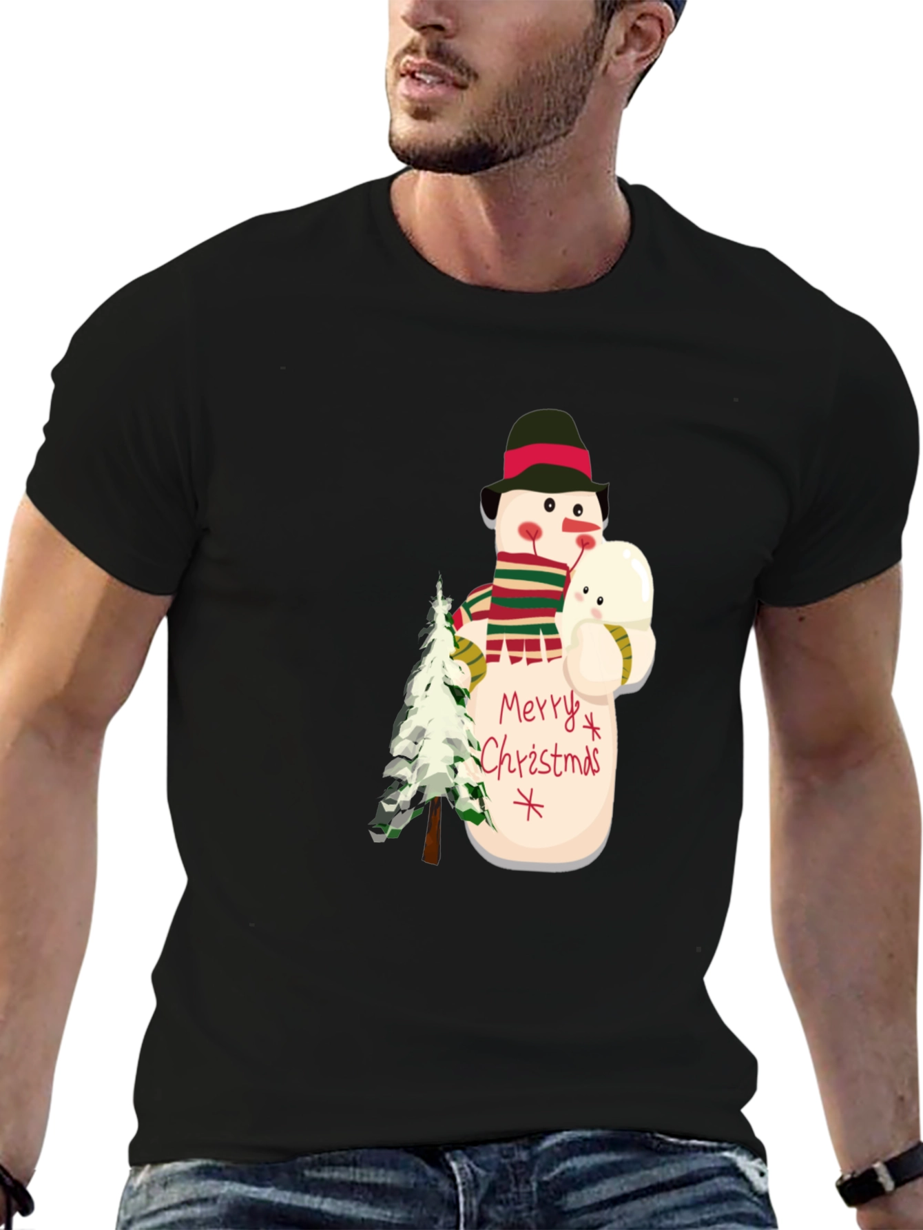 Camiseta Navideña con Diseño de Muñeco de Nieve