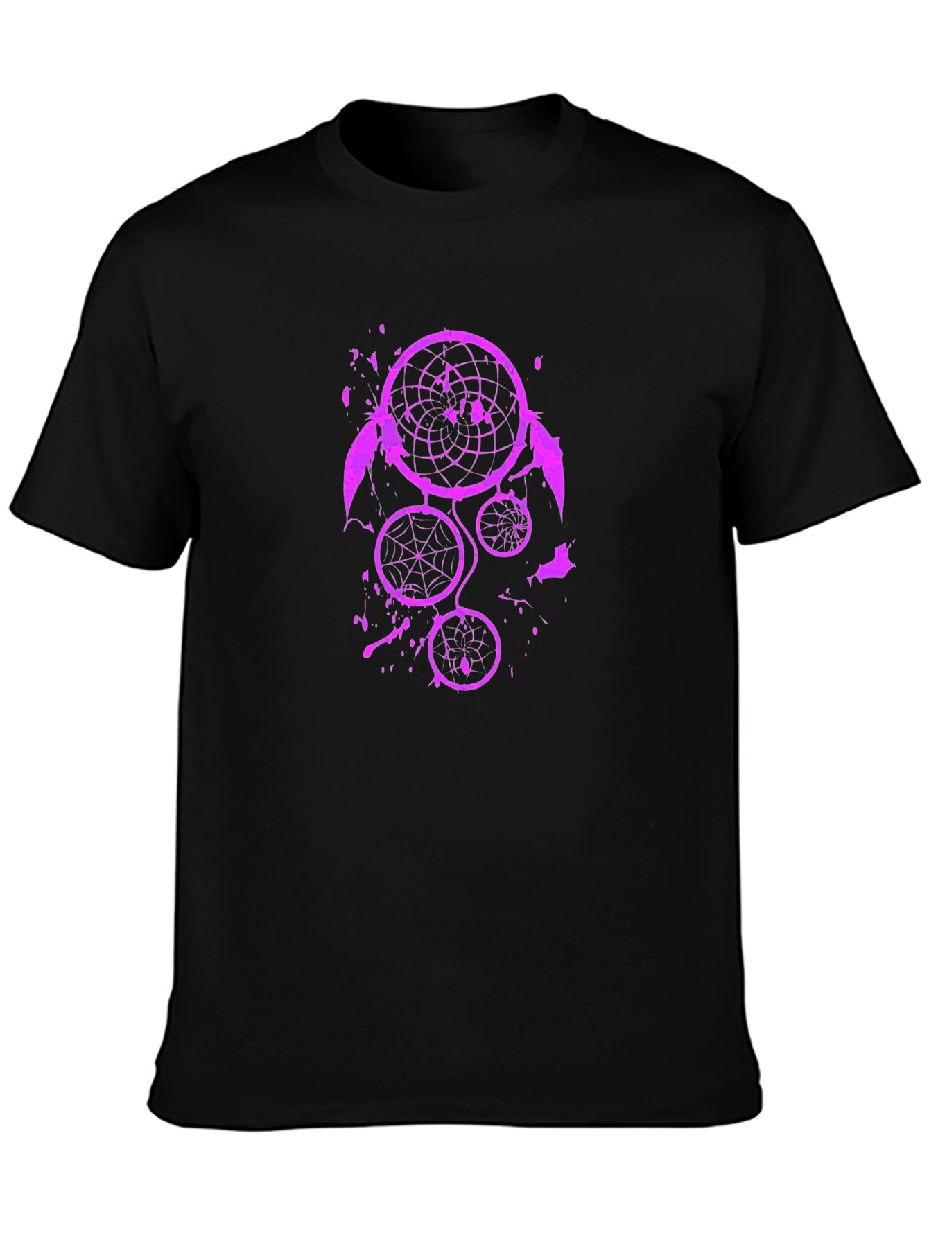 Camiseta Negra con Diseño Atrapasueños Morado