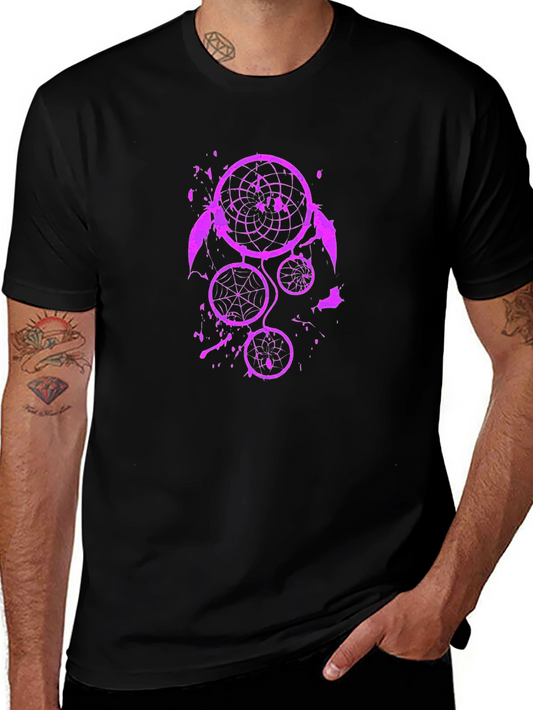 Camiseta Negra con Diseño Atrapasueños Morado