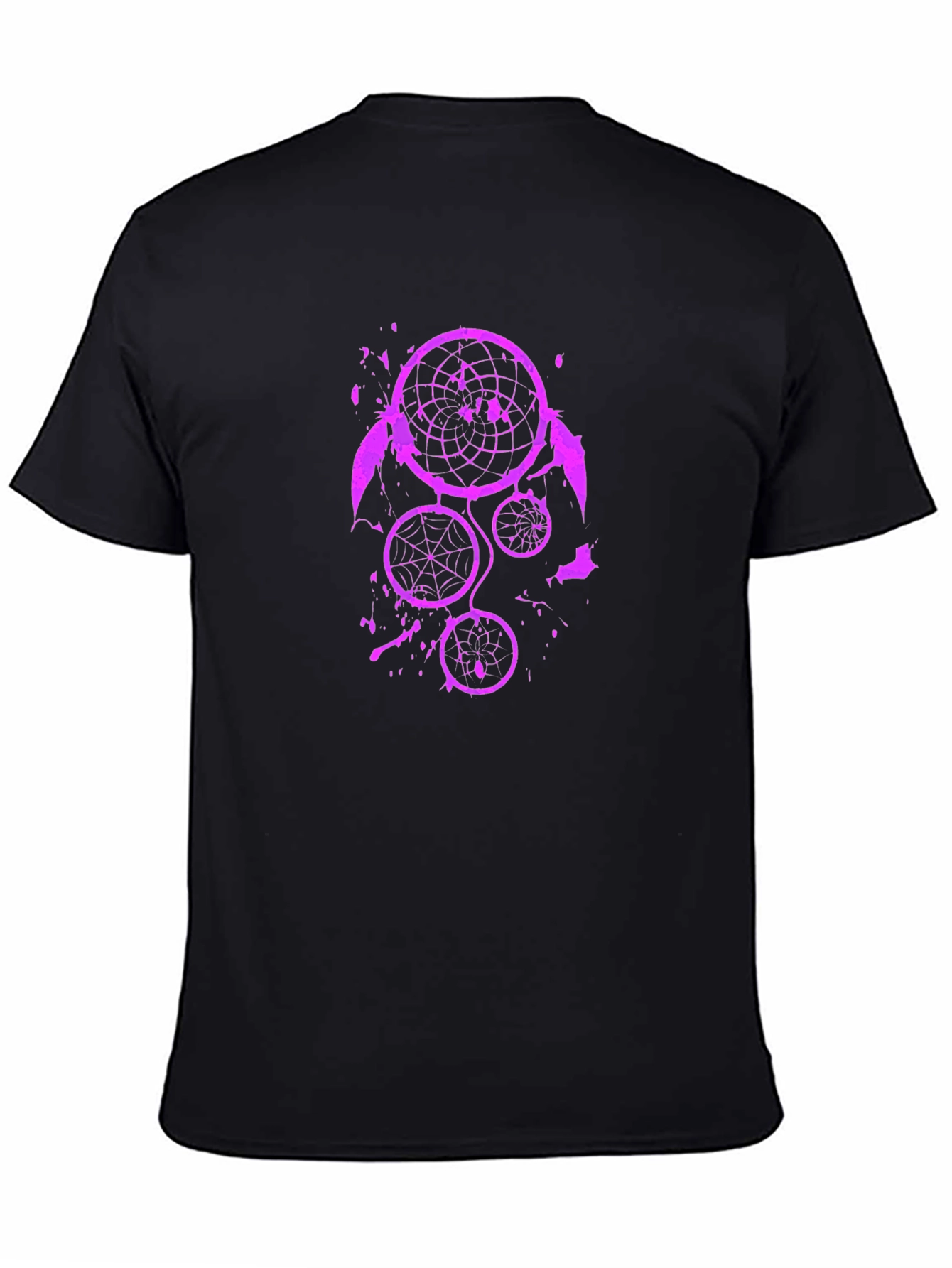 Camiseta Negra con Diseño Atrapasueños Morado