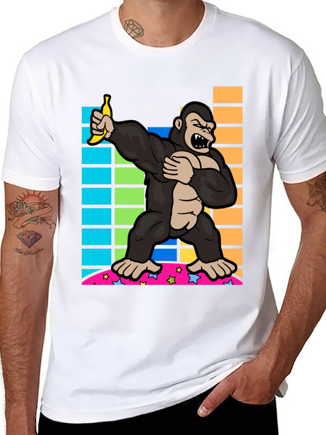 Camiseta Negra con Gorila Dabbing con Plátano