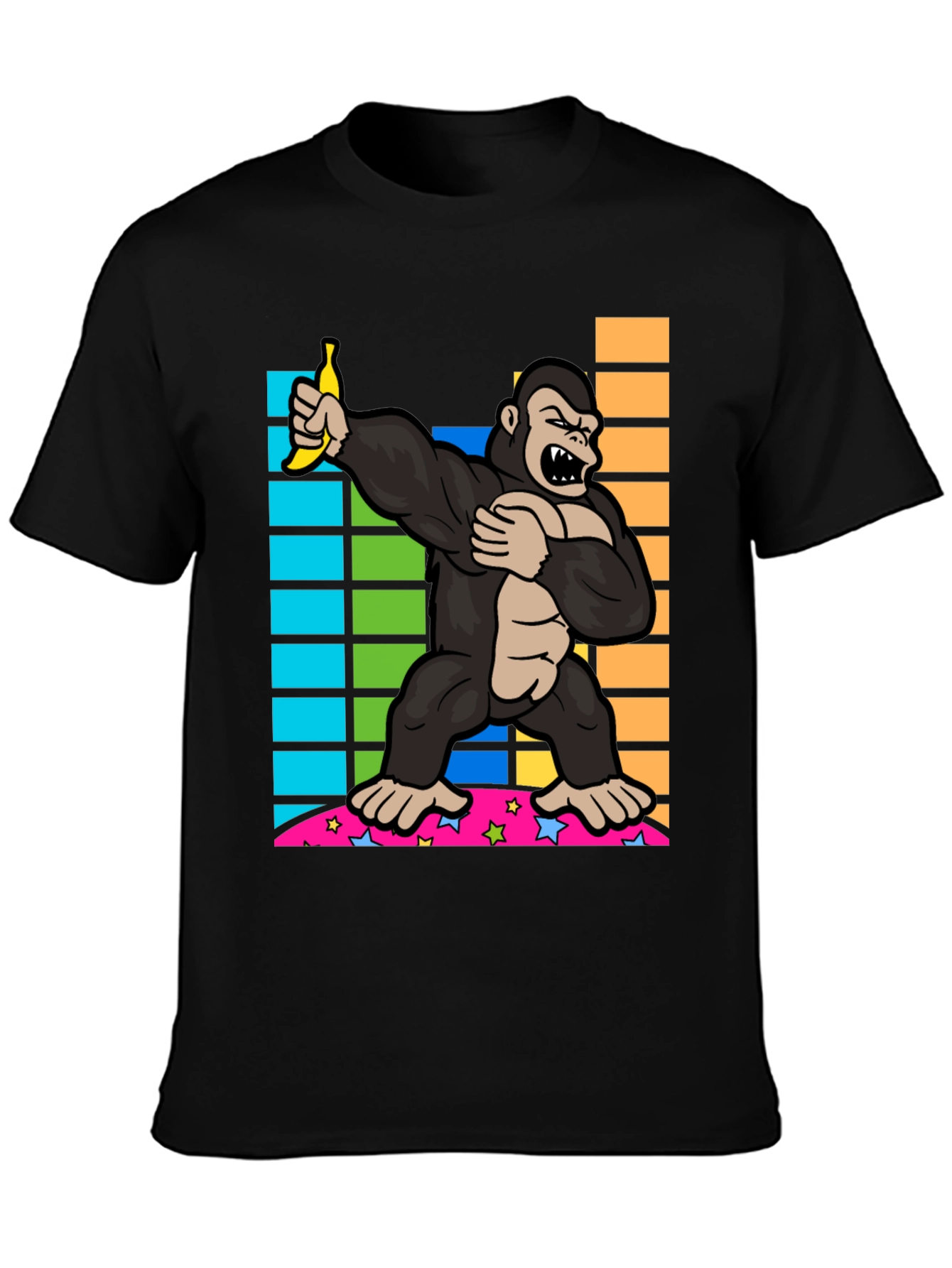 Camiseta Negra con Gorila Dabbing con Plátano