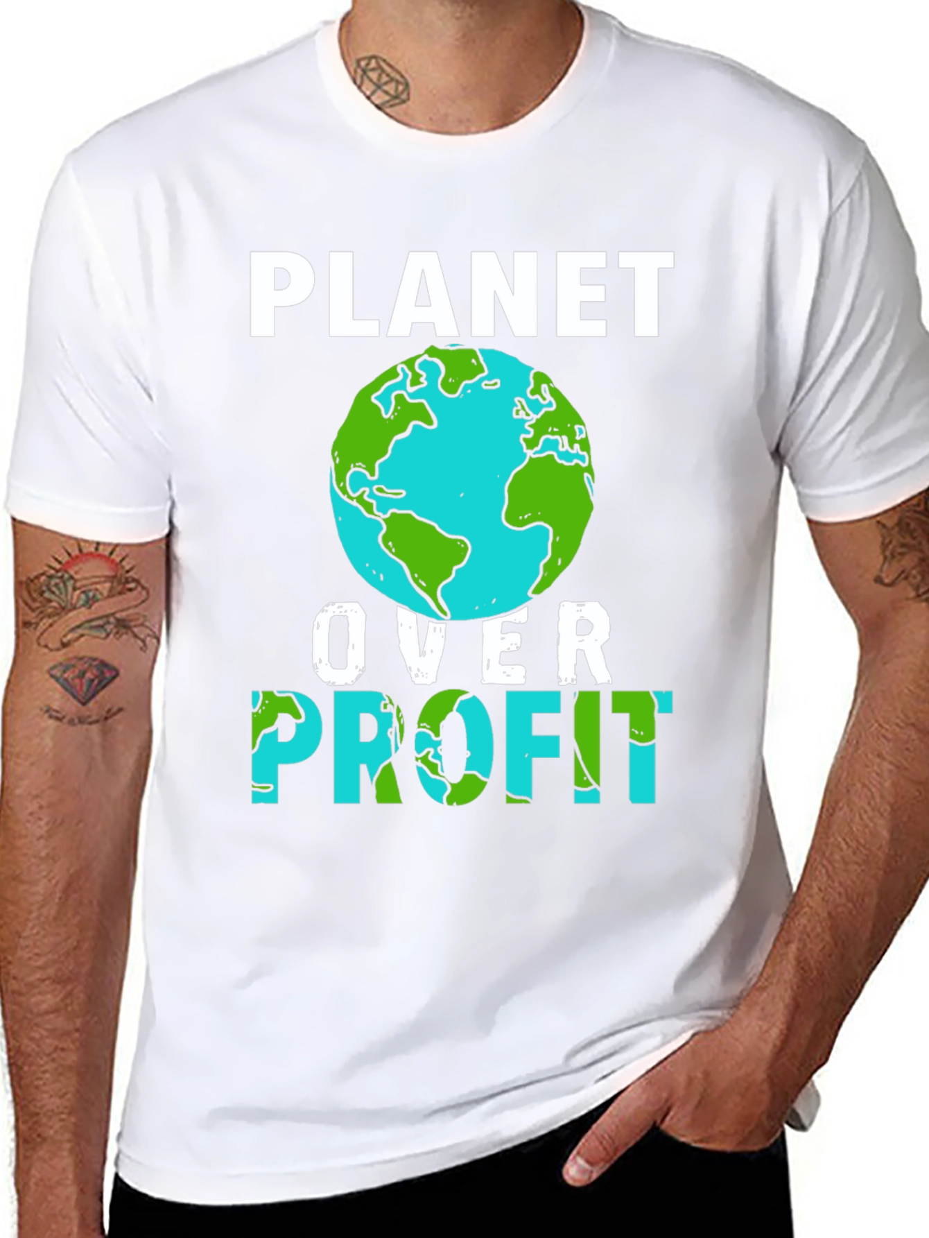 Camiseta Planeta Sobre Ganancia - Conciencia Ecológica
