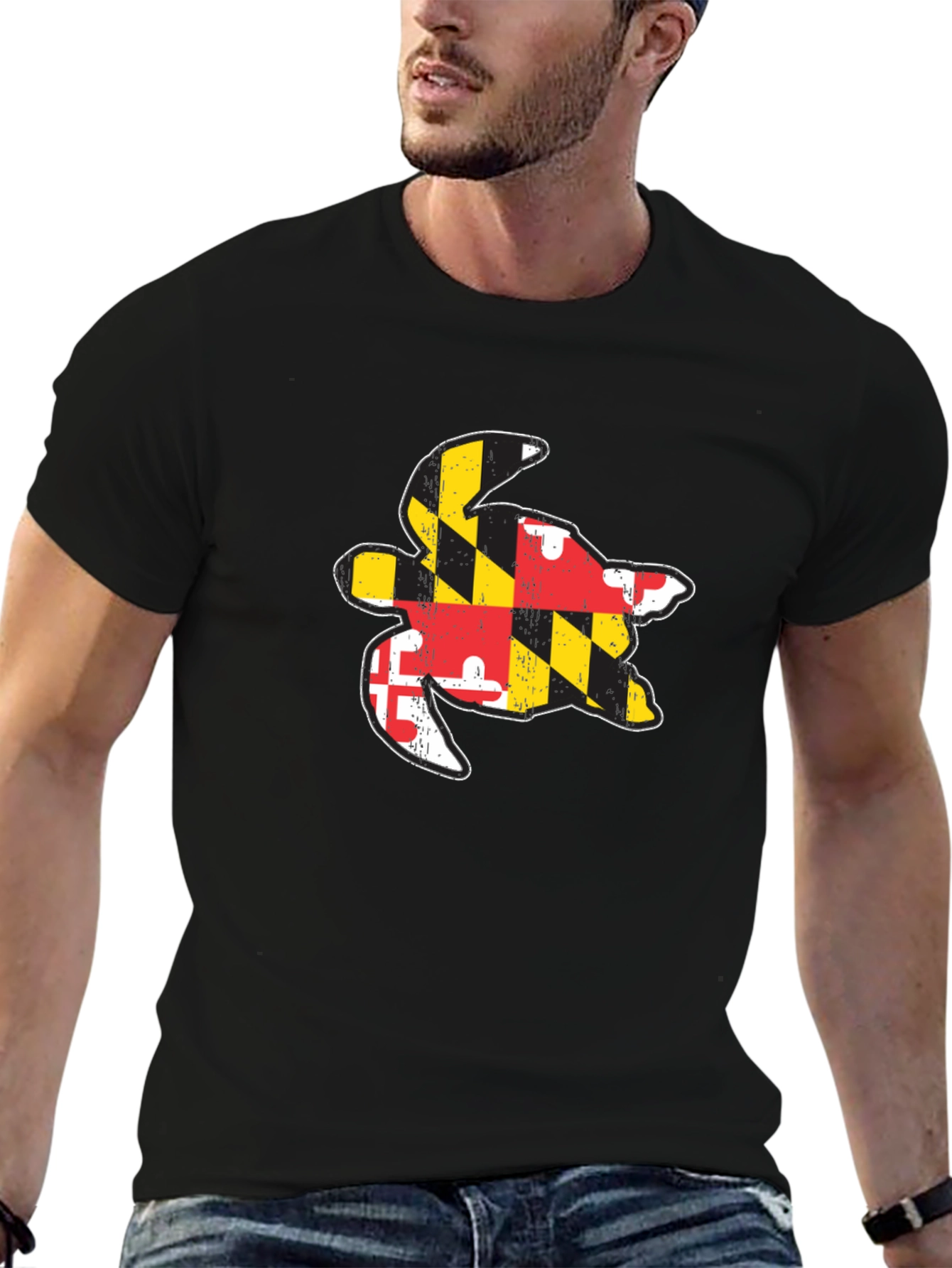 Camiseta Negra con Diseño de Tortuga Maryland