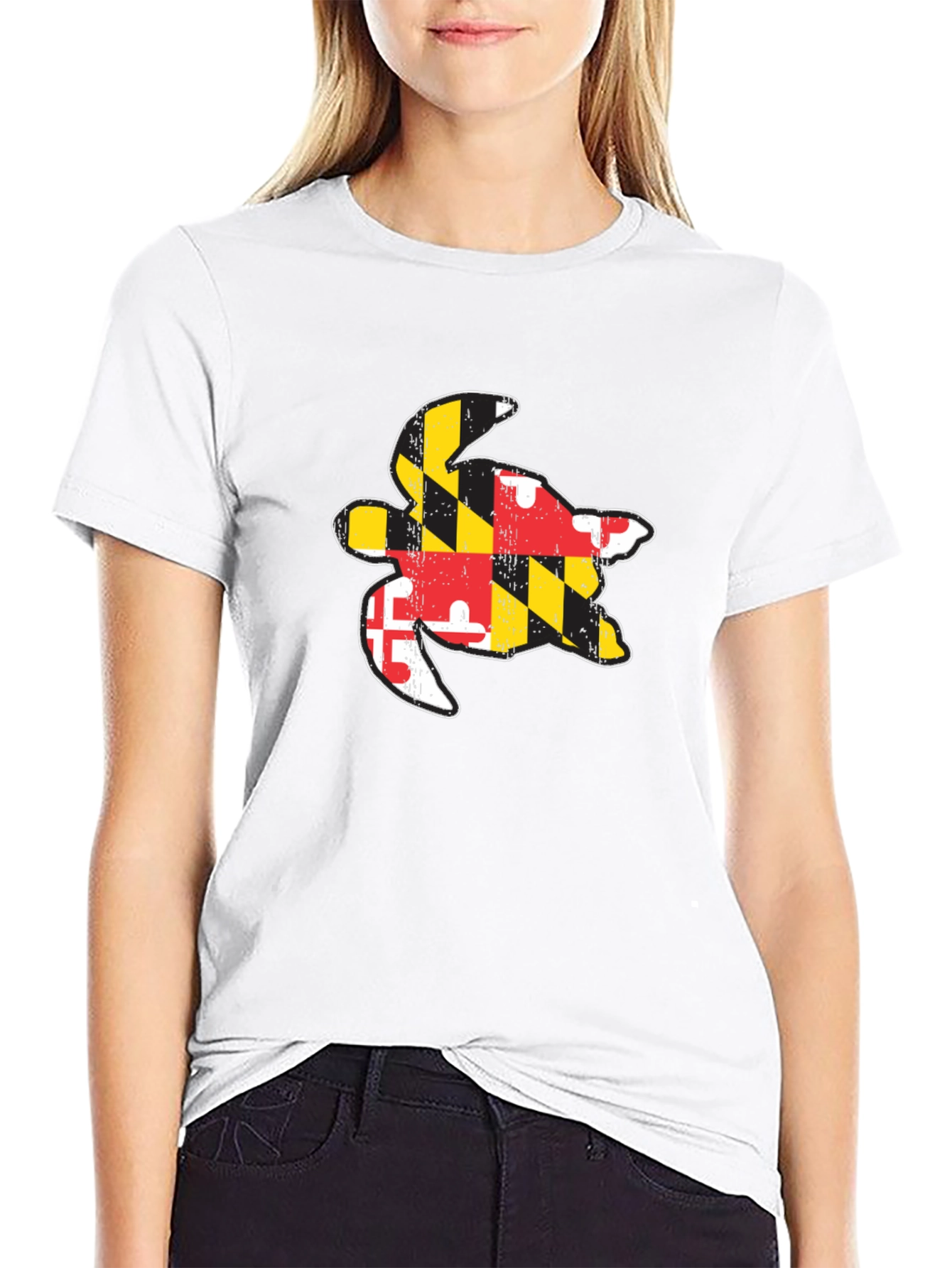 Camiseta Negra con Diseño de Tortuga Maryland
