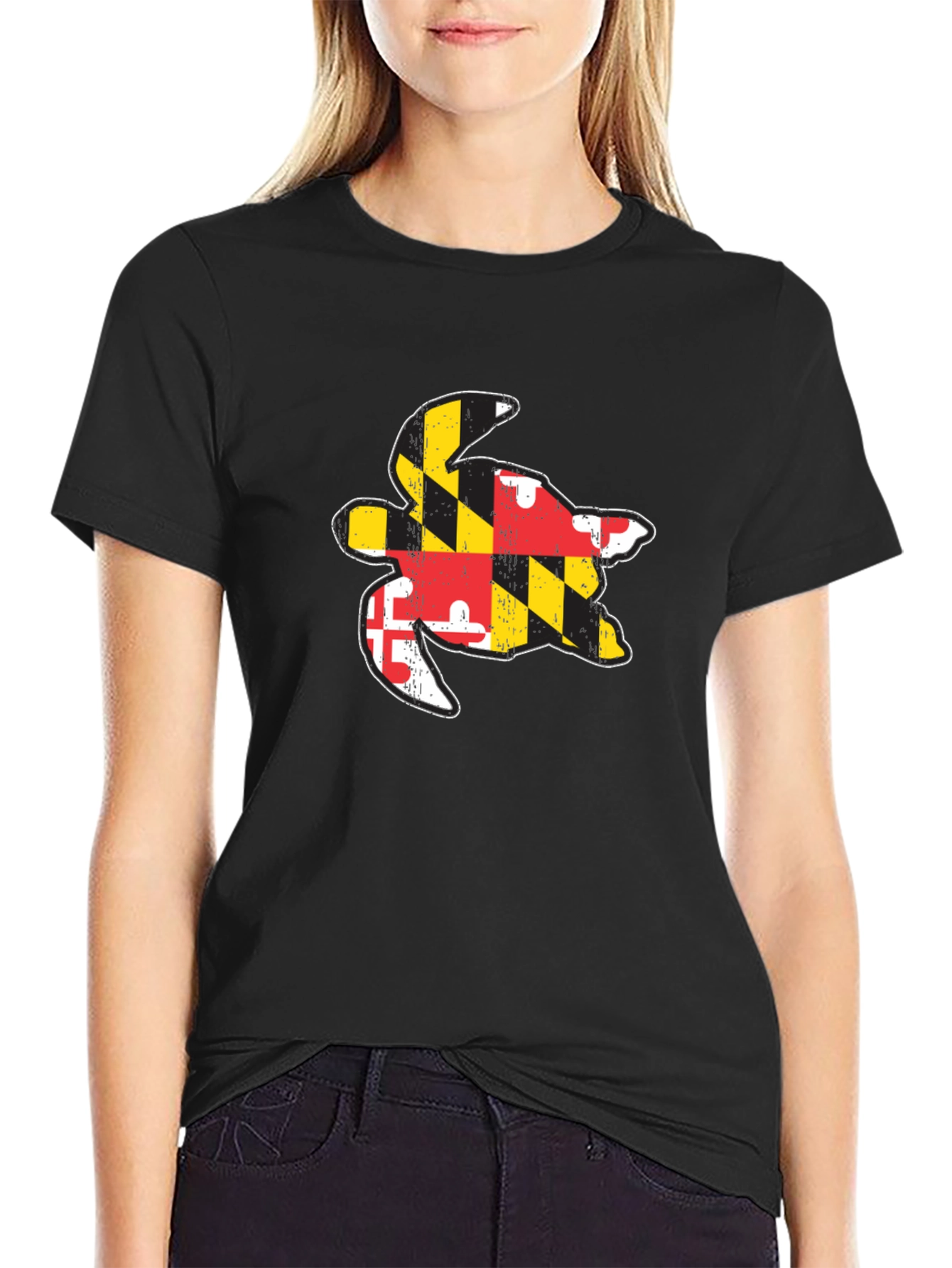 Camiseta Negra con Diseño de Tortuga Maryland