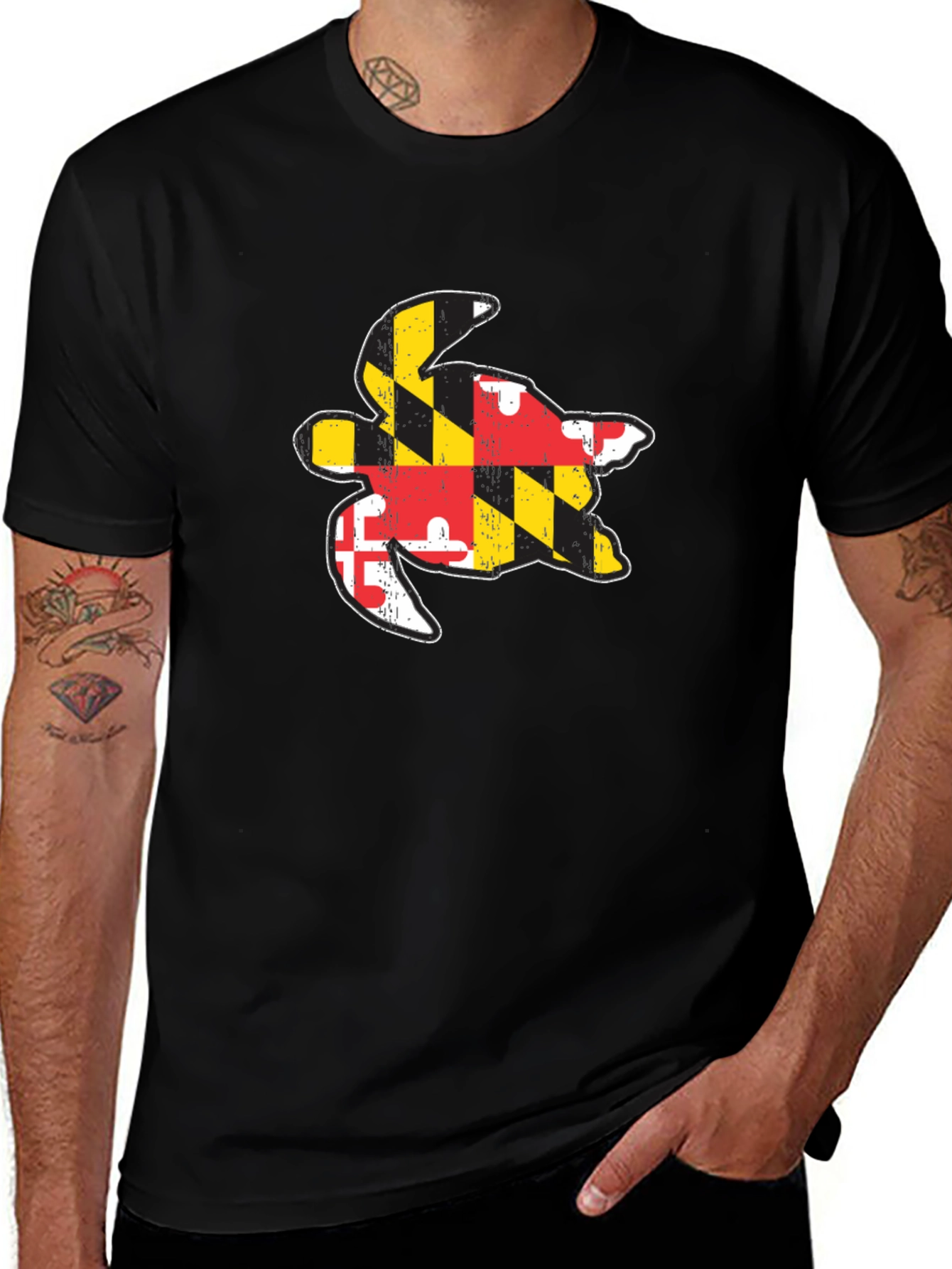 Camiseta Negra con Diseño de Tortuga Maryland