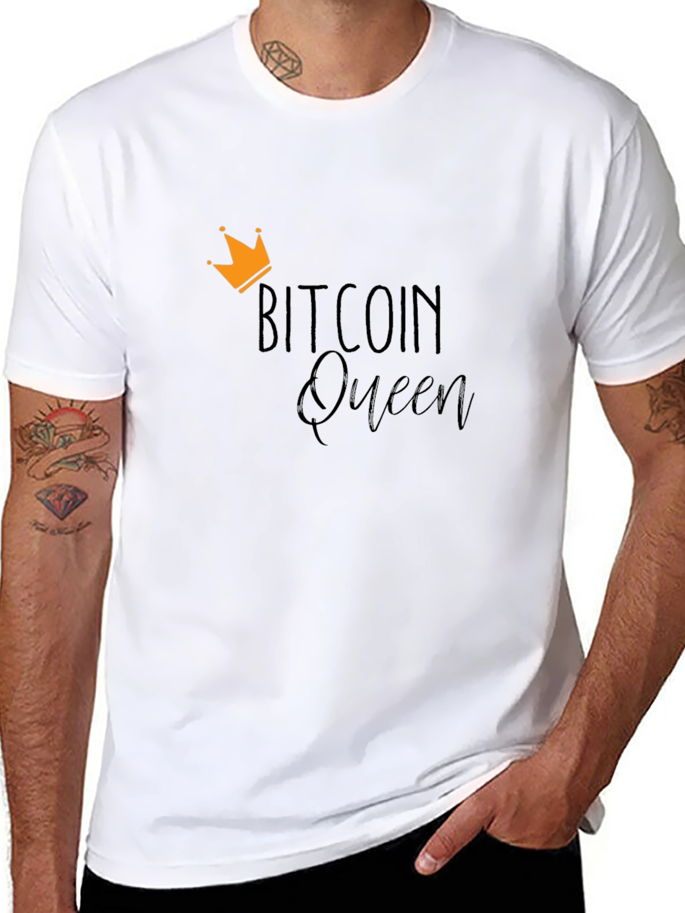 Bitcoin Queen Camiseta Negra para Hombre