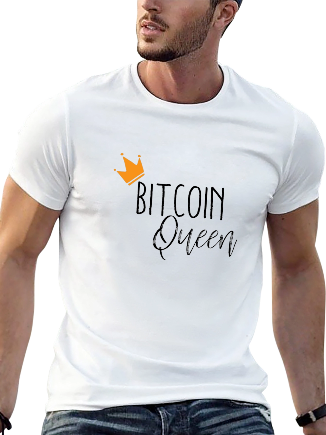 Bitcoin Queen Camiseta Negra para Hombre