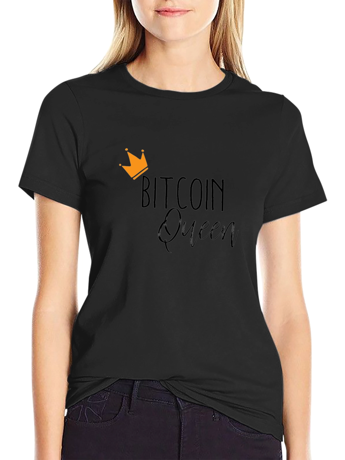 Bitcoin Queen Camiseta Negra para Hombre