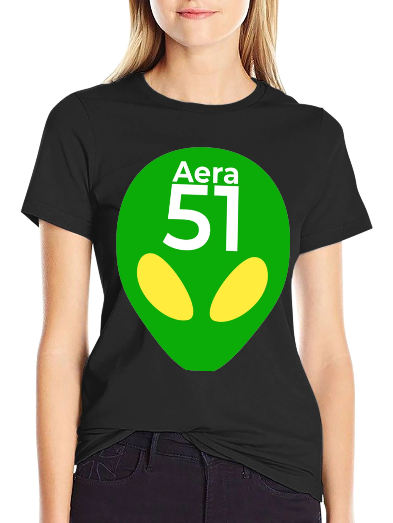 Camiseta Negra Área 51 Diseño Extraterrestre