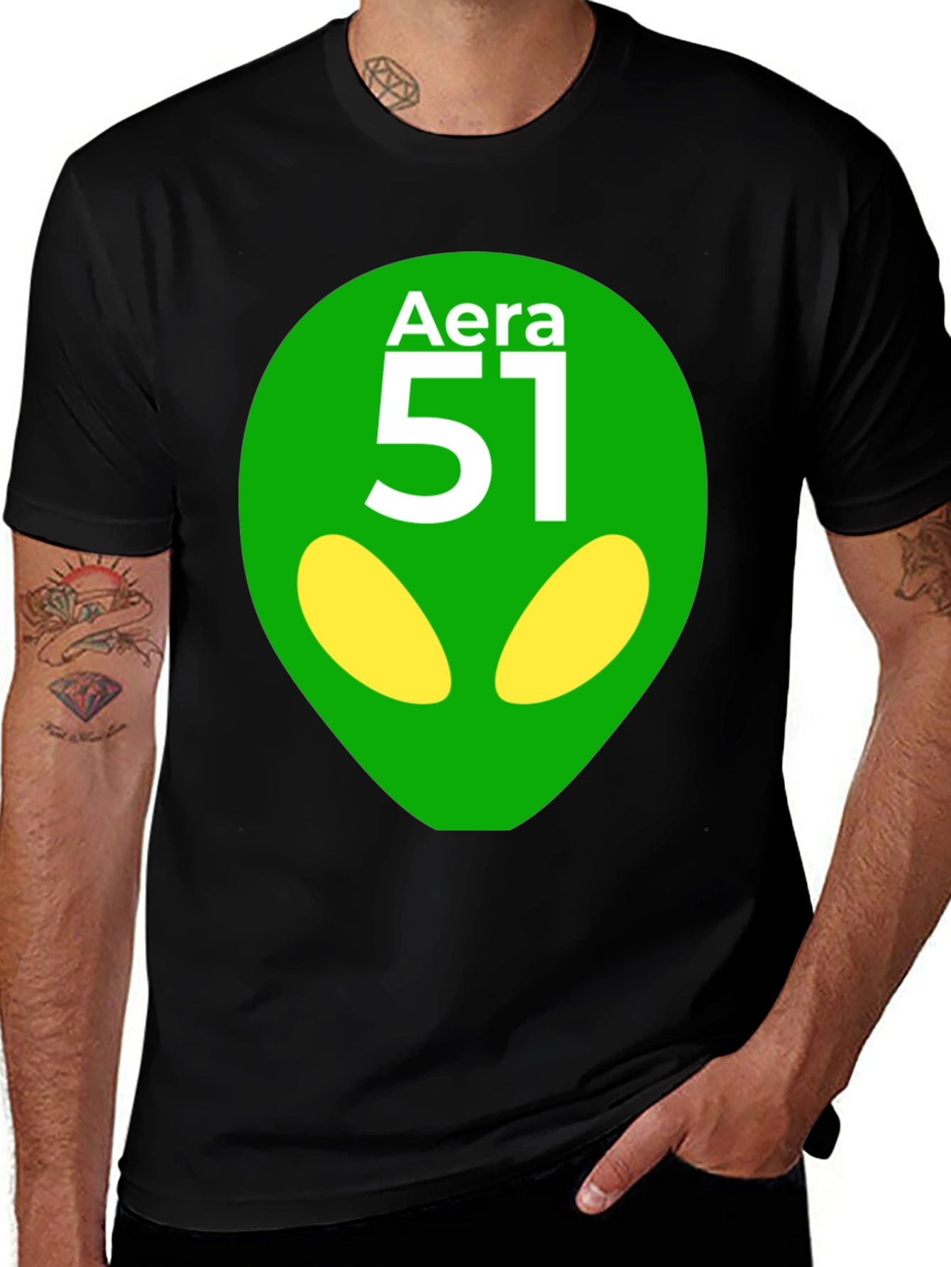 Camiseta Negra Área 51 Diseño Extraterrestre