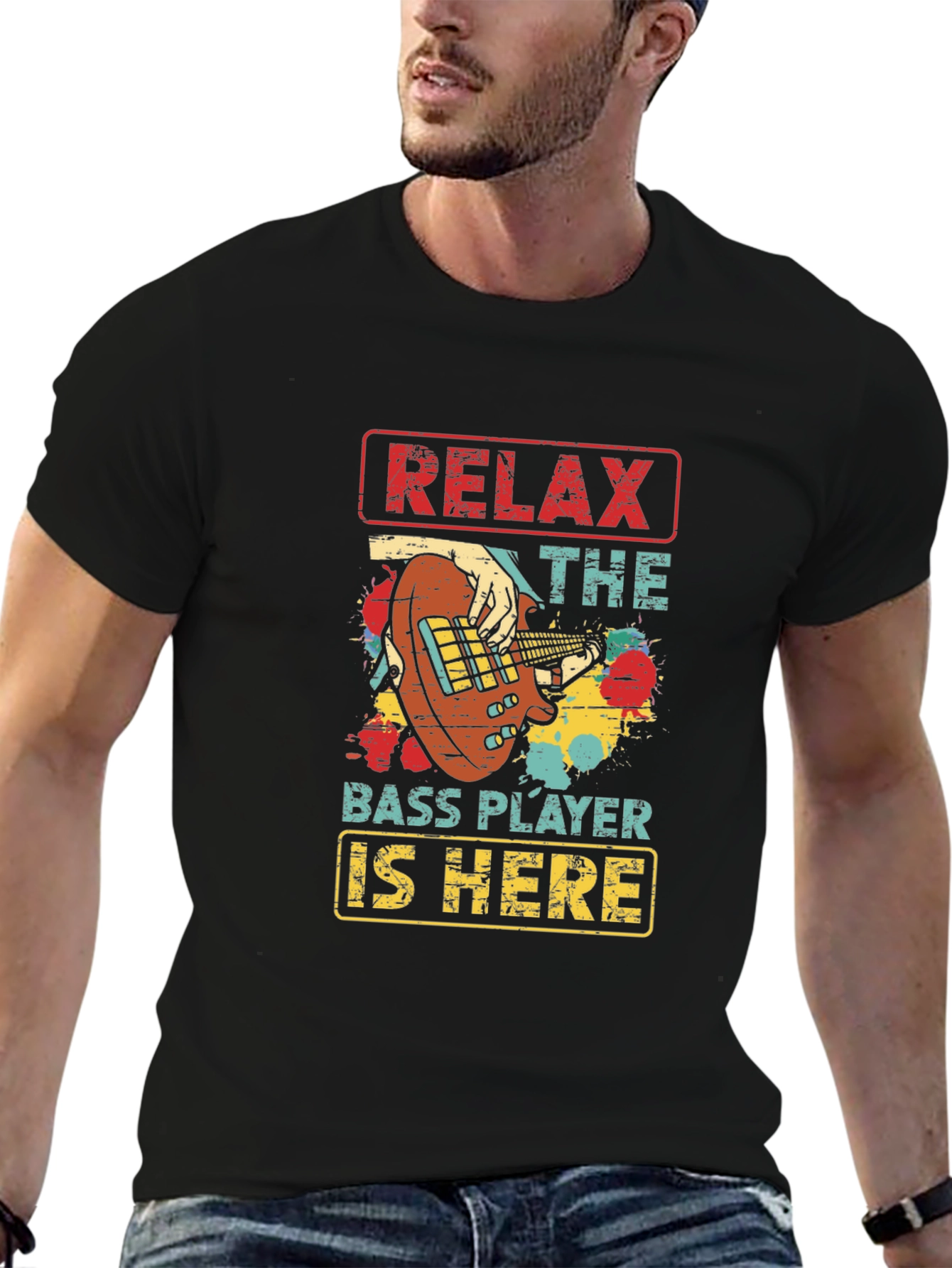 Camiseta Negra Relax The Bass Player Is Here