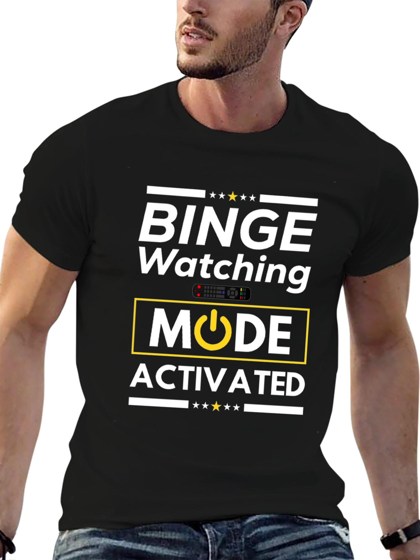 Camiseta Negra Binge Watching Mode Activated