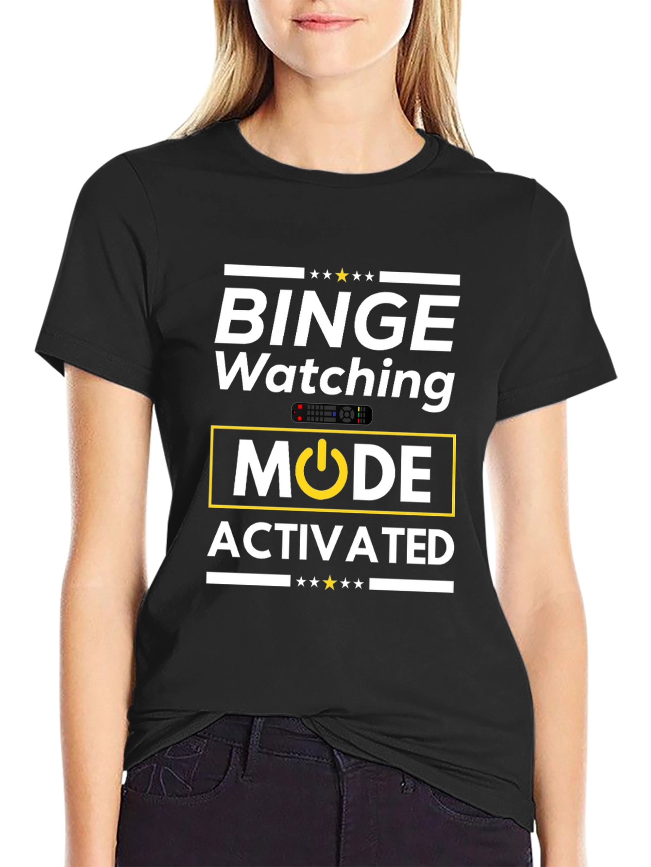 Camiseta Negra Binge Watching Mode Activated