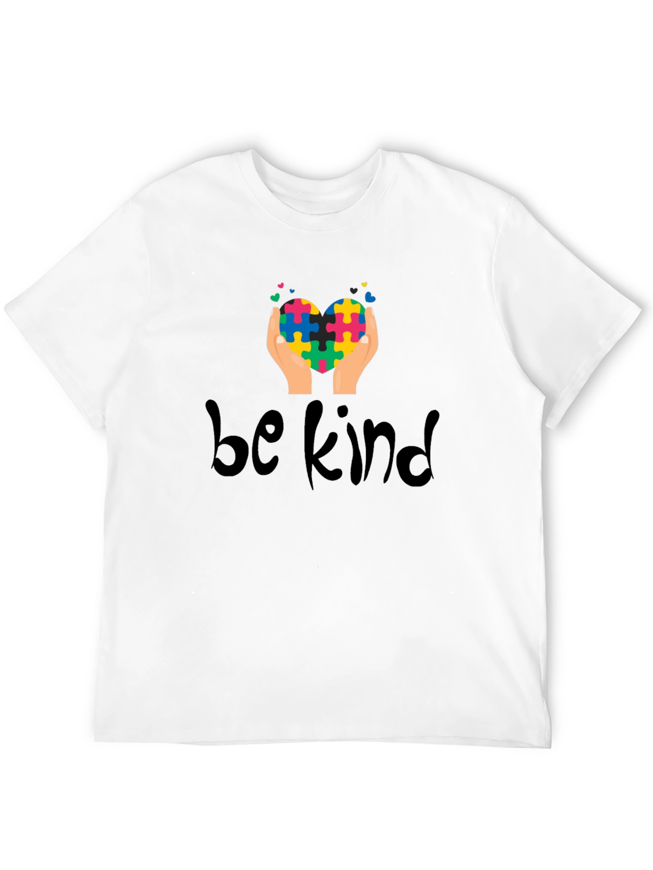 Camiseta Negra Be Kind Corazón Puzzle
