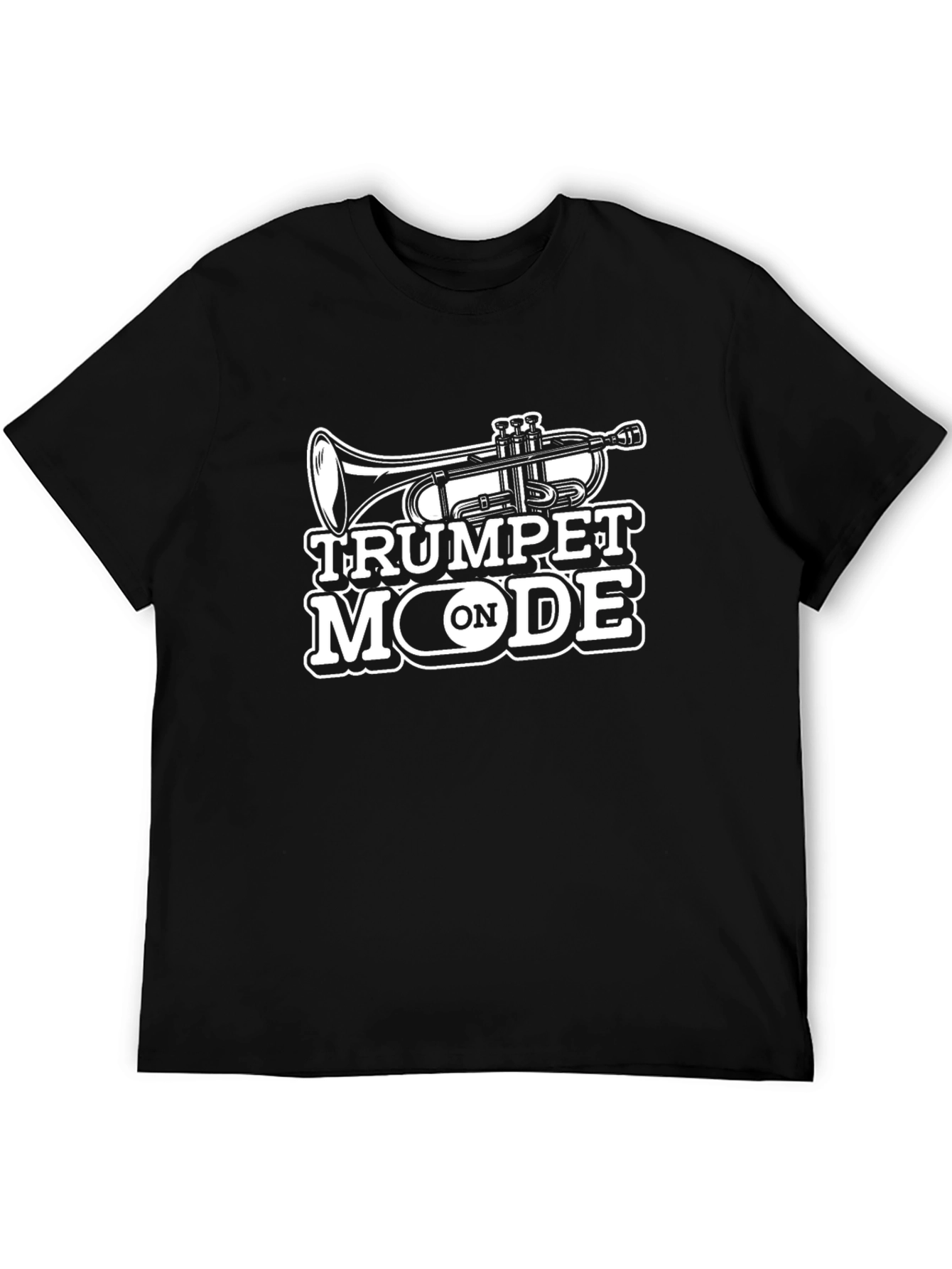 Camiseta Negra Trompeta Mode On - Diseño Musical