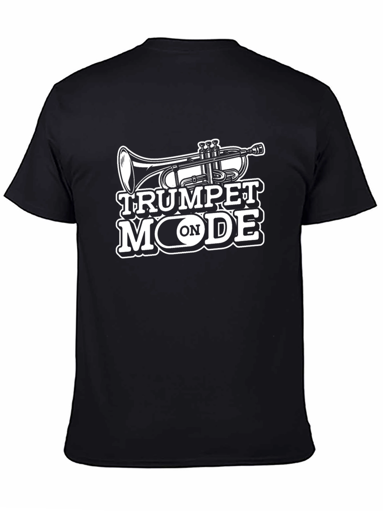 Camiseta Negra Trompeta Mode On - Diseño Musical