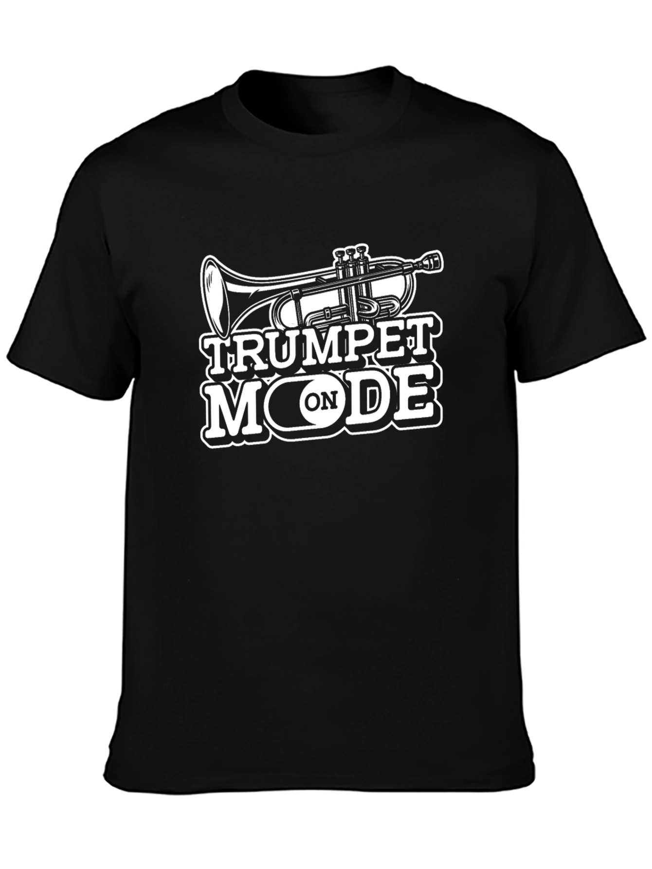 Camiseta Negra Trompeta Mode On - Diseño Musical