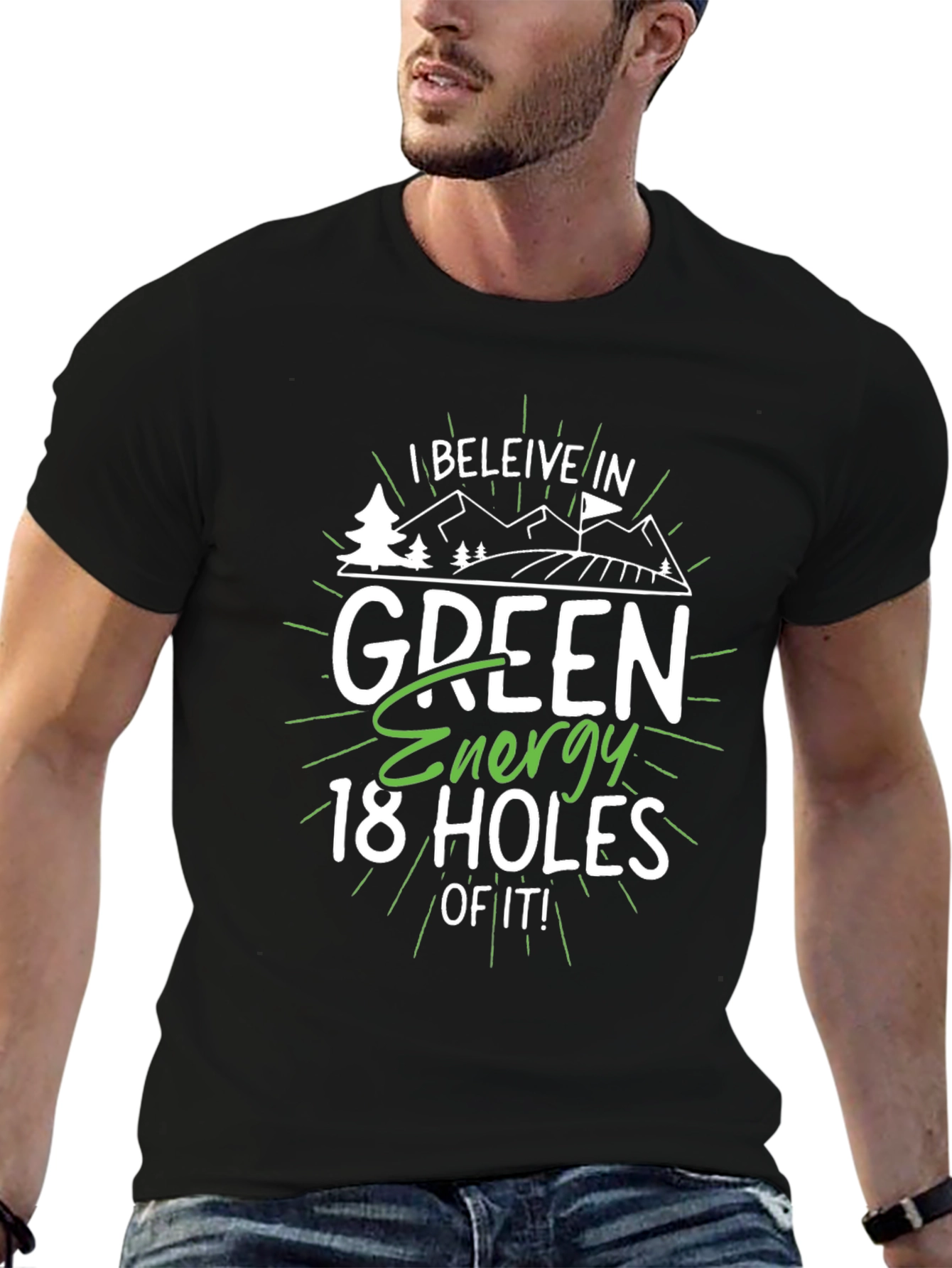 Camiseta Negra Energía Verde 18 Hoyos