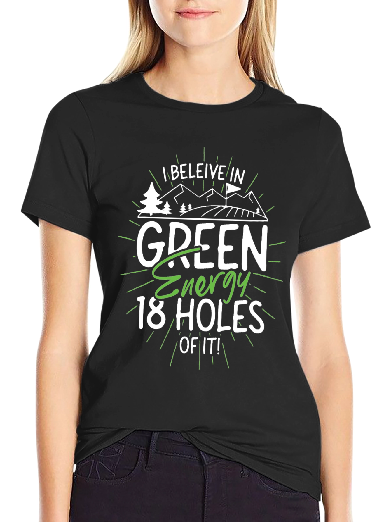 Camiseta Negra Energía Verde 18 Hoyos