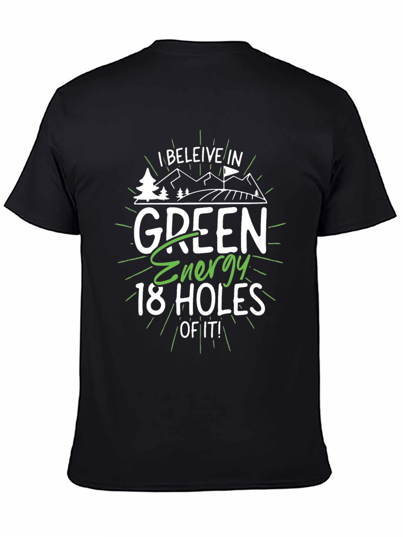 Camiseta Negra Energía Verde 18 Hoyos