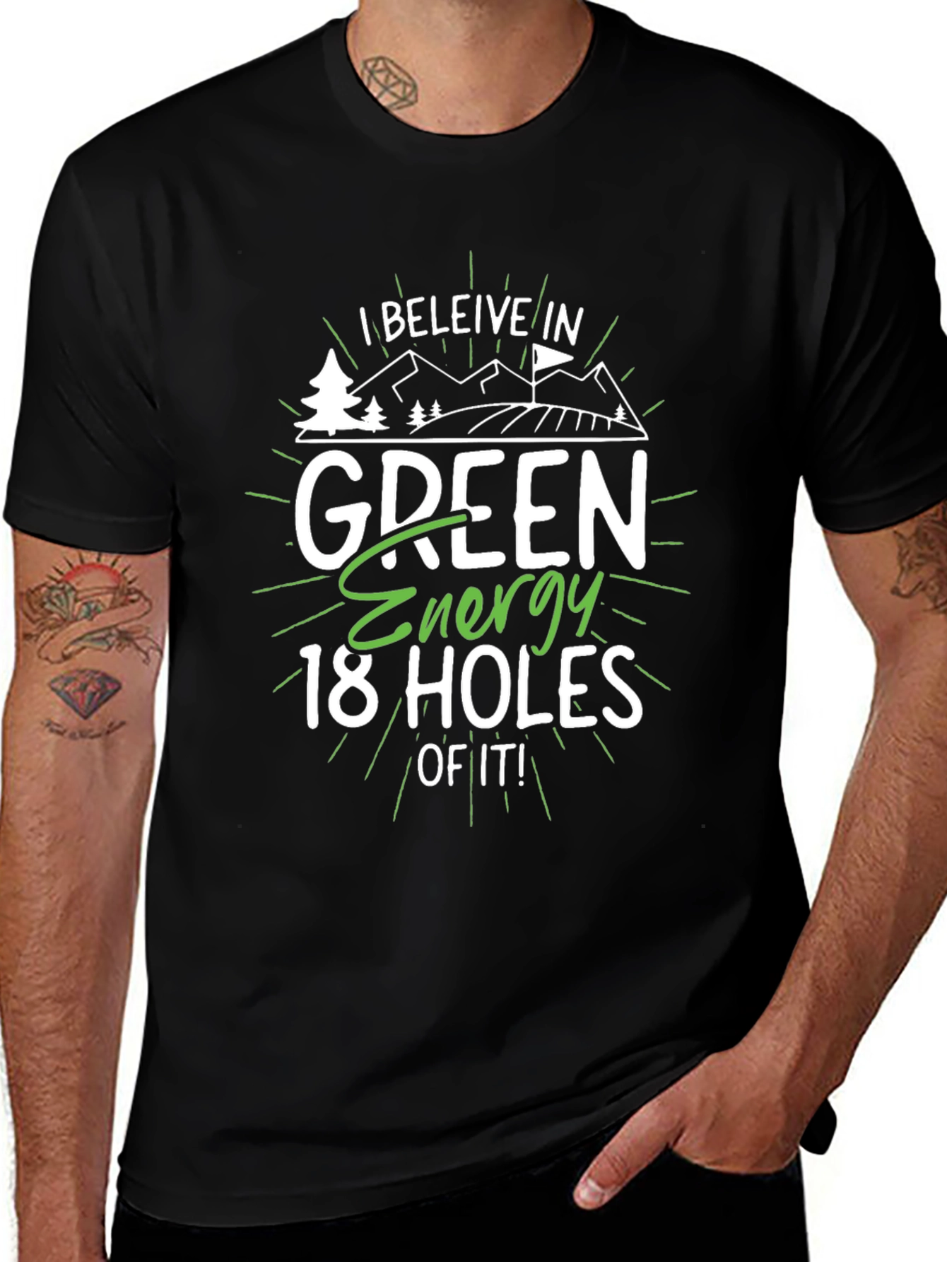 Camiseta Negra Energía Verde 18 Hoyos