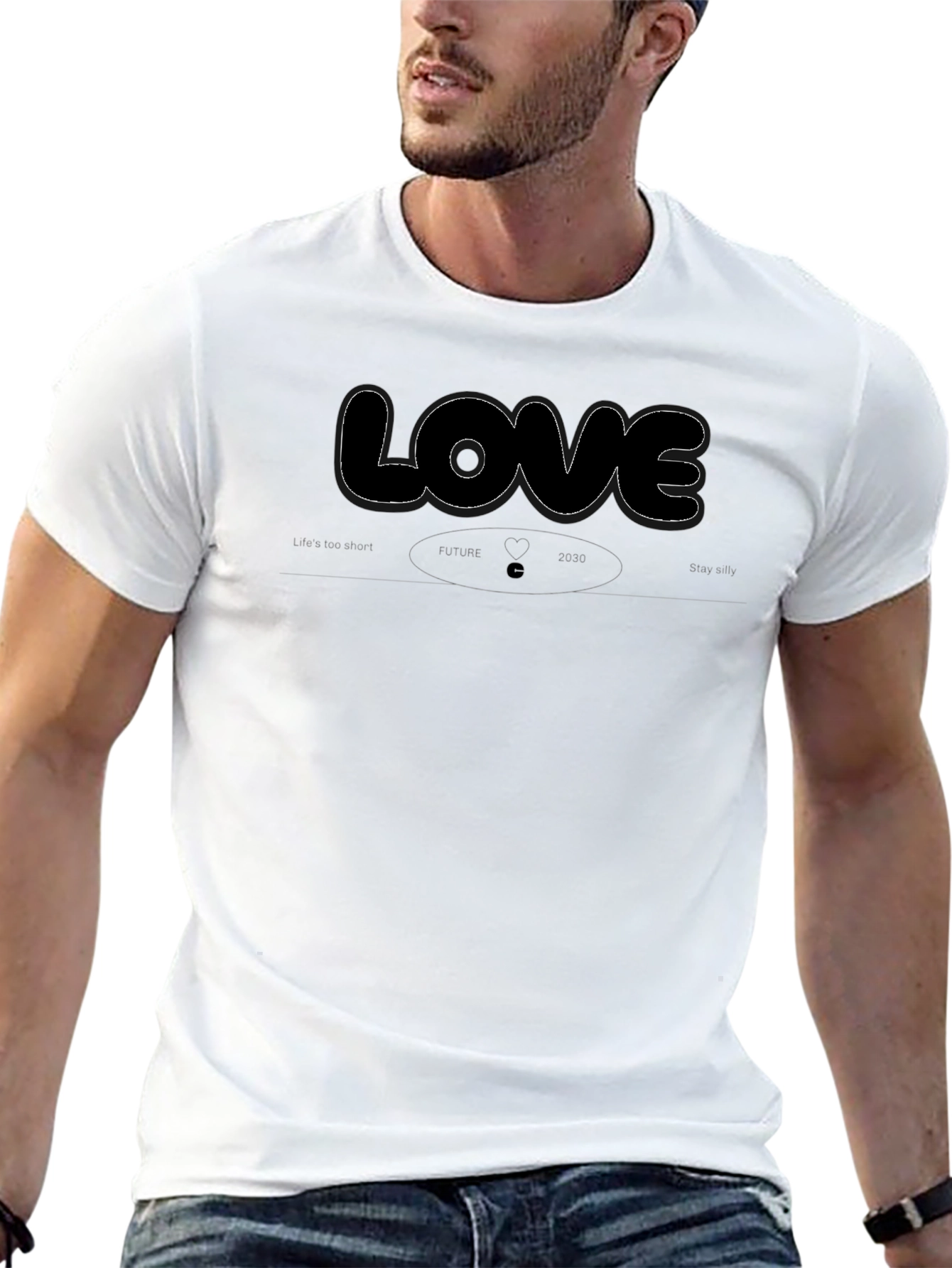 Camiseta Negra Hombre LOVE Diseño Casual
