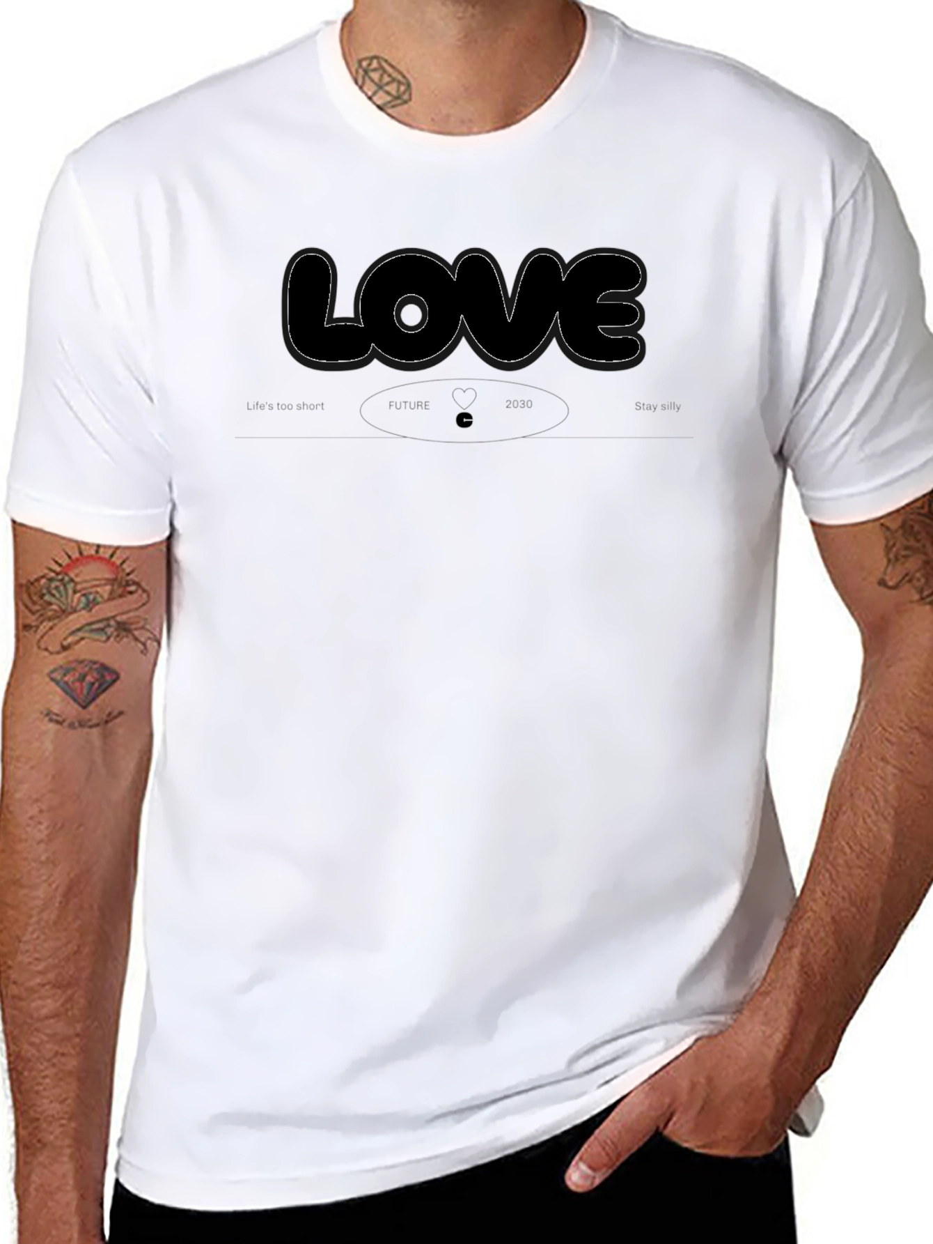 Camiseta Negra Hombre LOVE Diseño Casual