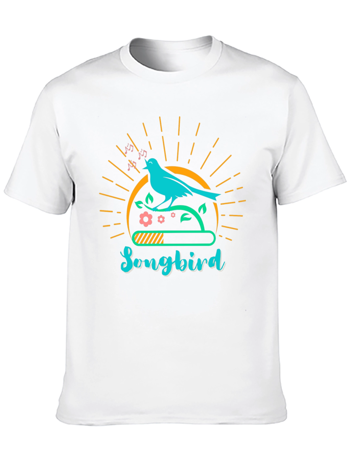 Camiseta Negra con Diseño de Pájaro Cantor