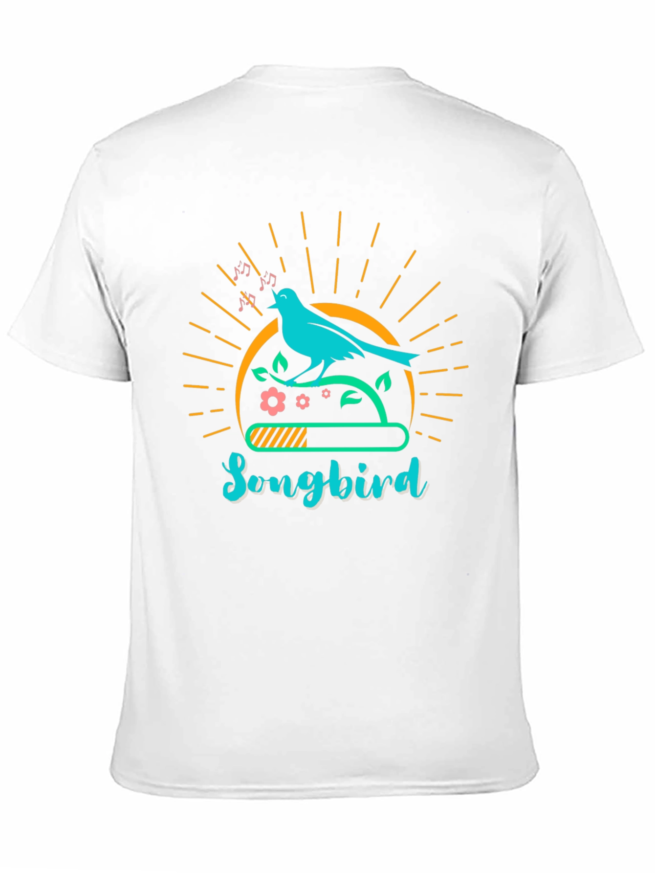Camiseta Negra con Diseño de Pájaro Cantor
