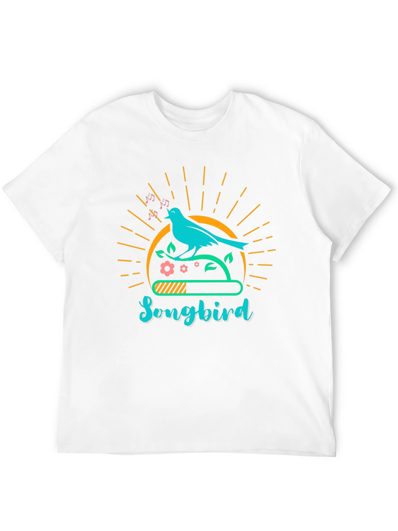 Camiseta Negra con Diseño de Pájaro Cantor