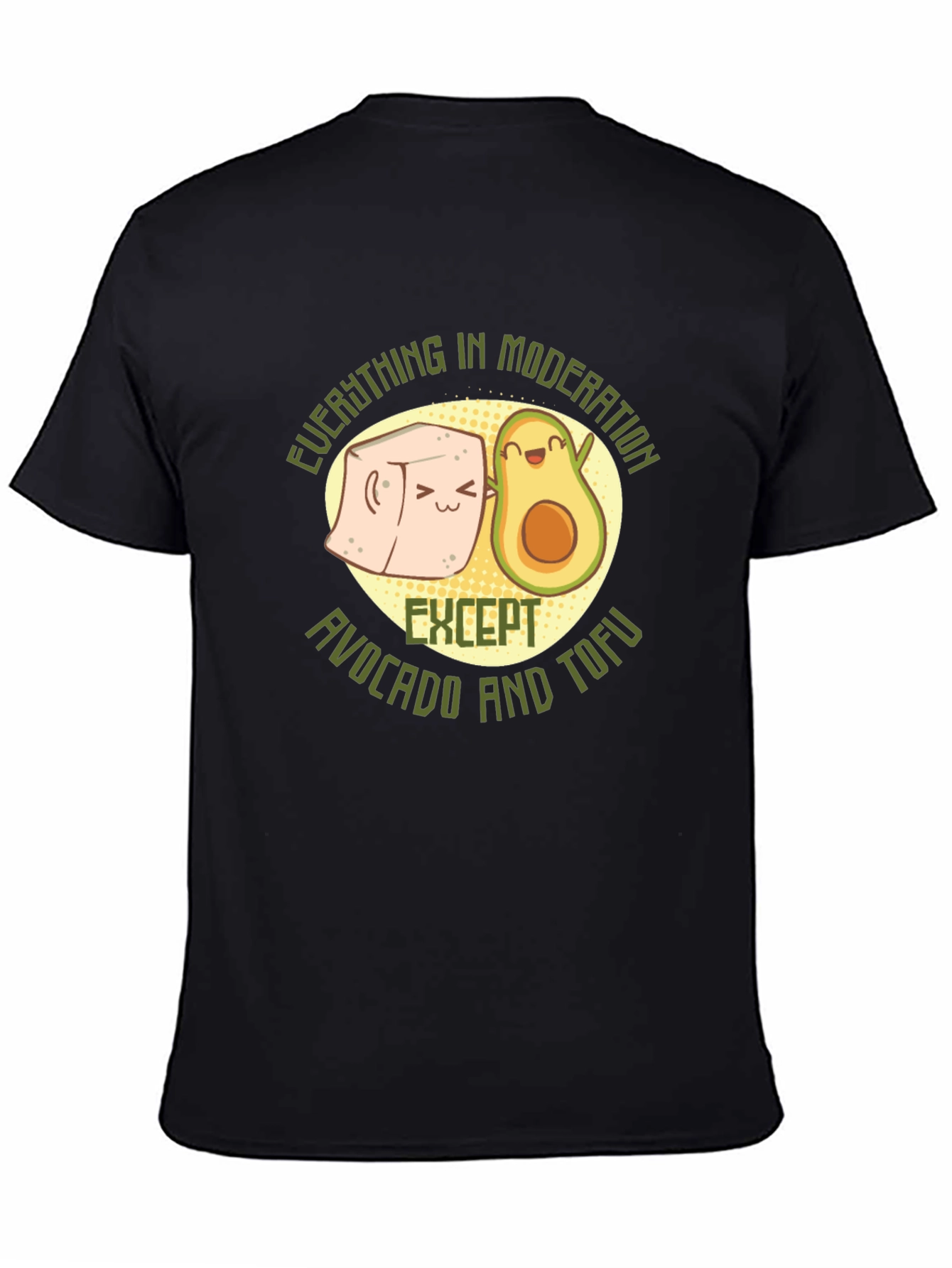 Camiseta Negra con Diseño de Aguacate y Tofu