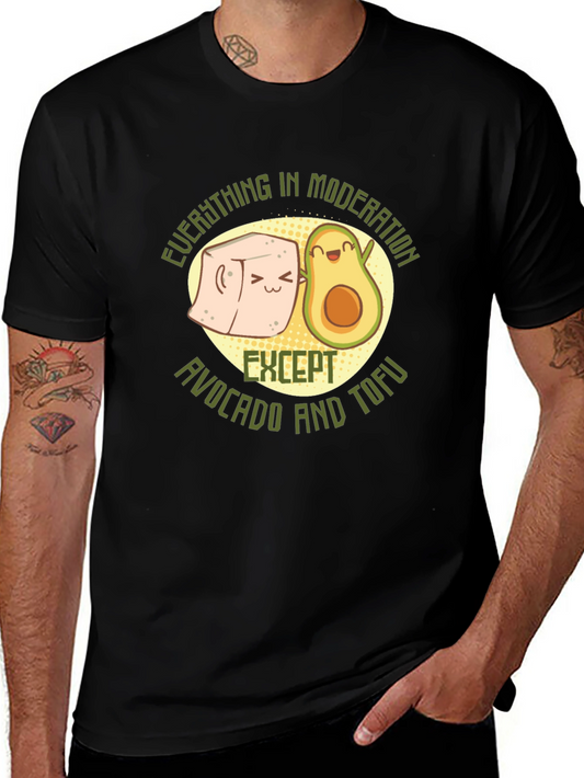 Camiseta Negra con Diseño de Aguacate y Tofu