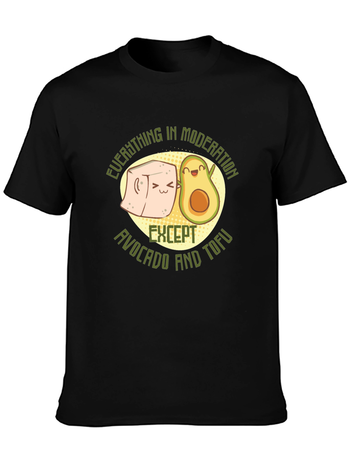 Camiseta Negra con Diseño de Aguacate y Tofu