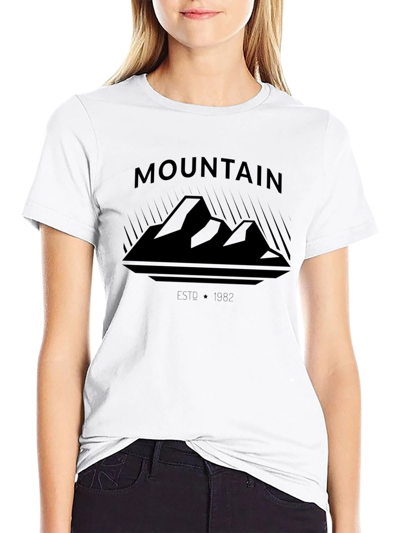 Camiseta Negra Mountain ESTD 1982 para Aventureros