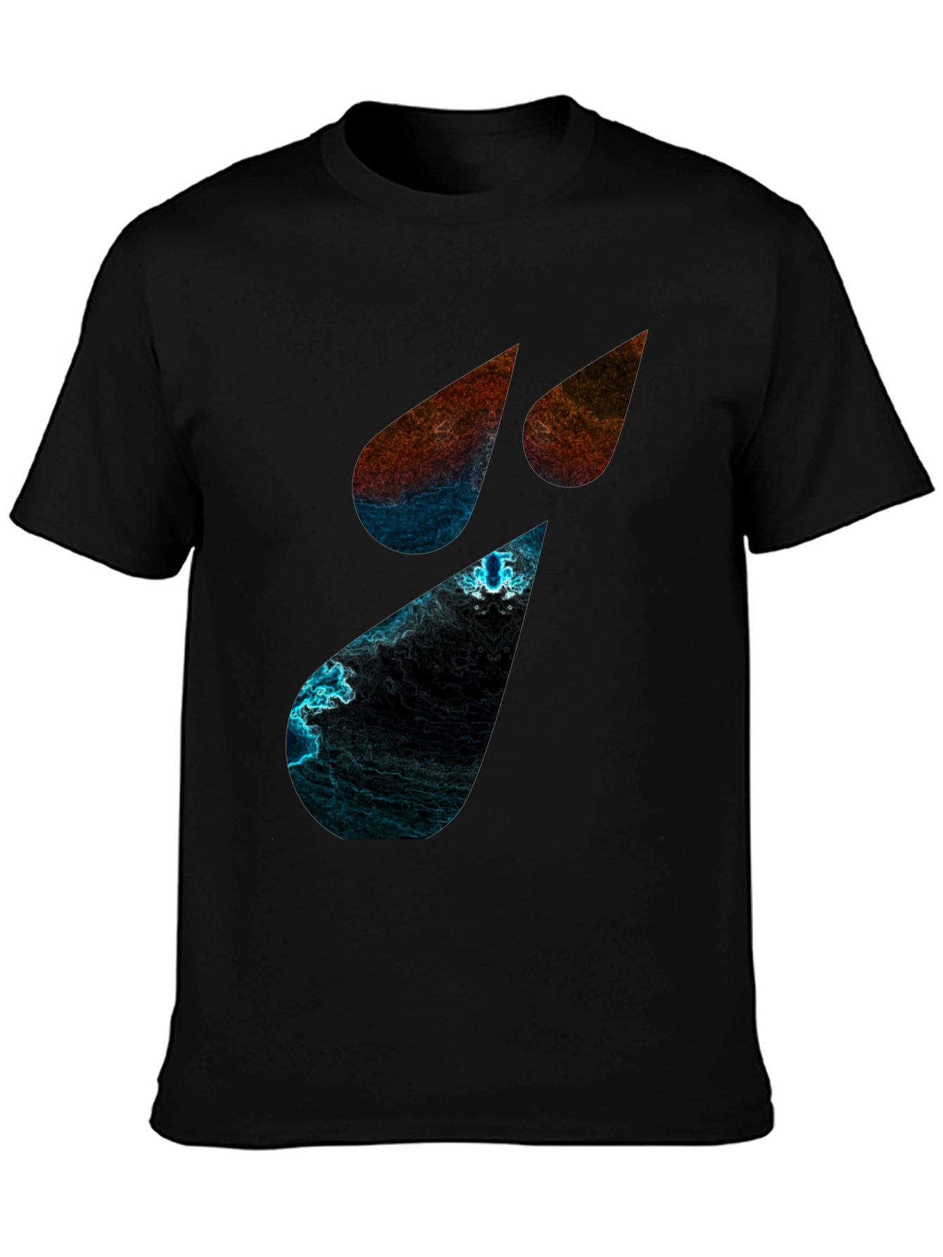 Camiseta Negra con Diseño Abstracto de Lágrimas