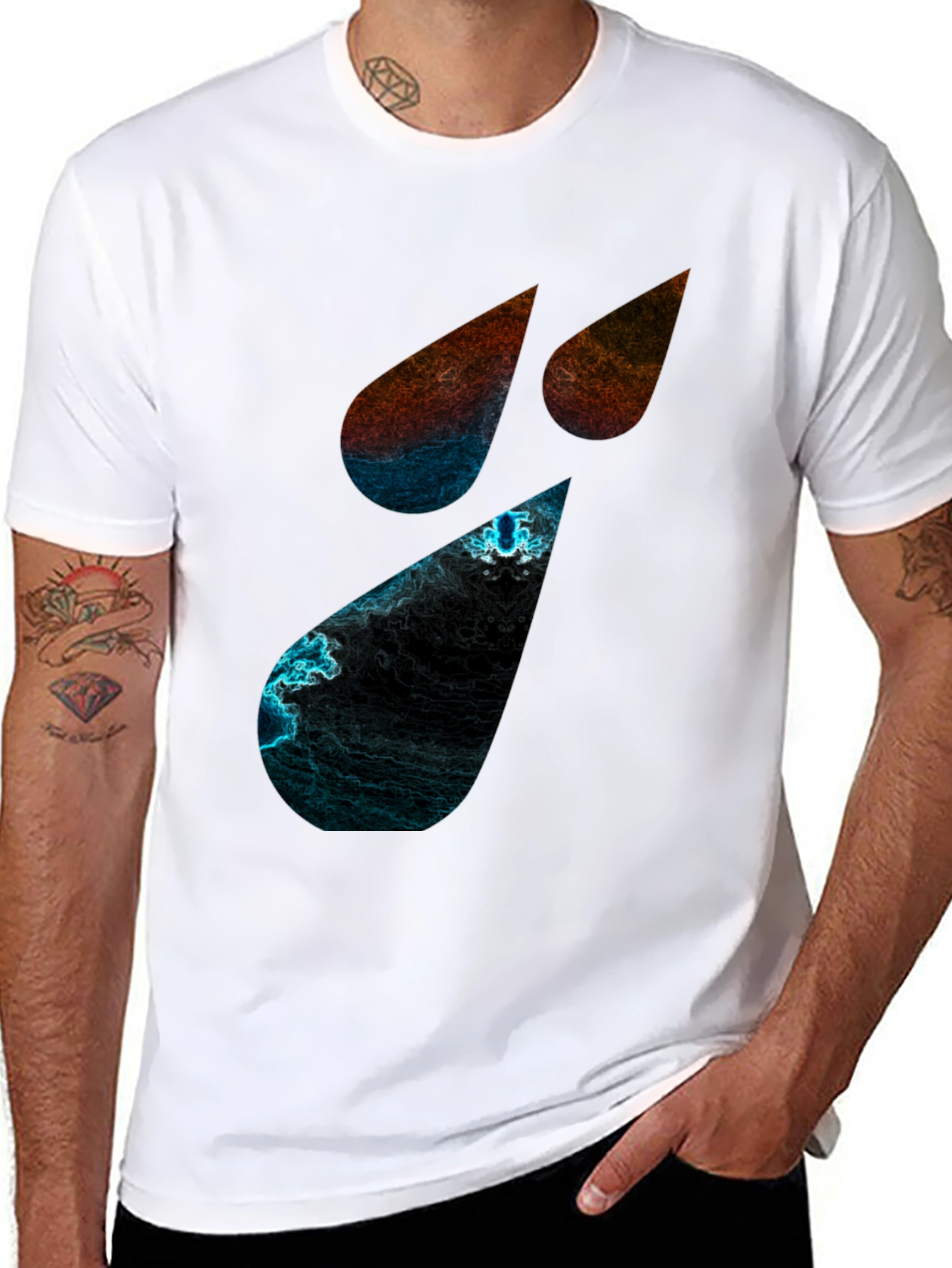 Camiseta Negra con Diseño Abstracto de Lágrimas