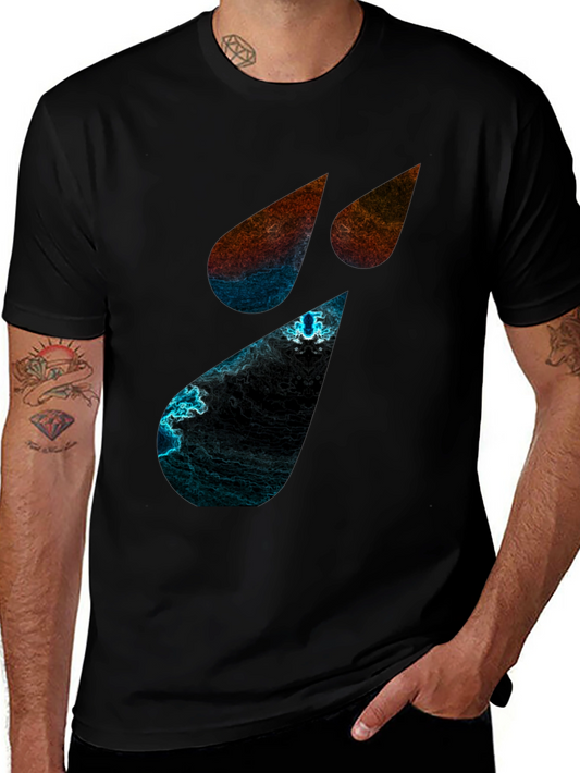 Camiseta Negra con Diseño Abstracto de Lágrimas
