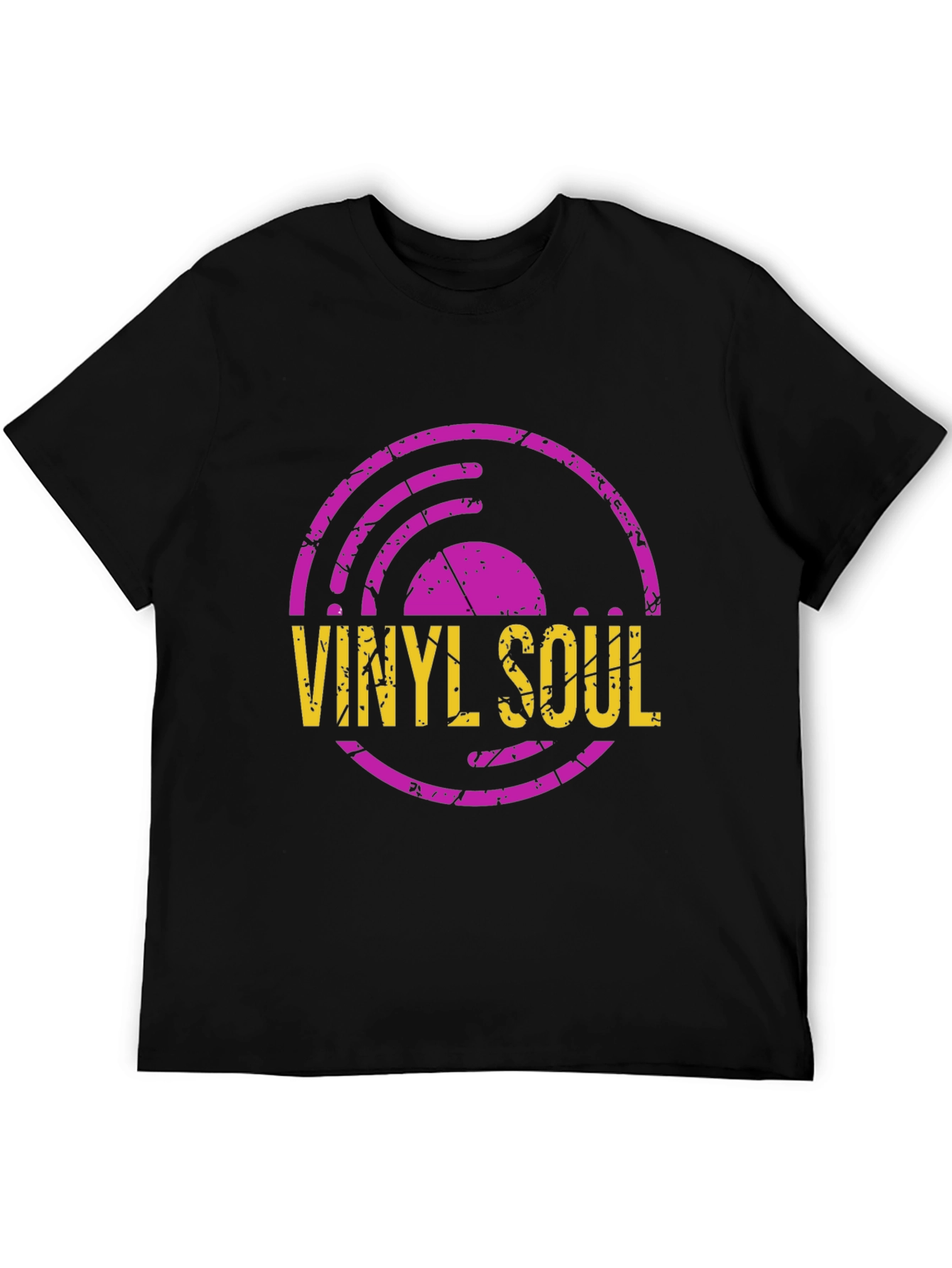 Camiseta Negra con Diseño de Vinilo Soul