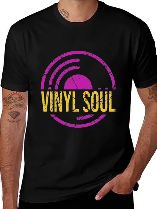 Camiseta Negra con Diseño de Vinilo Soul